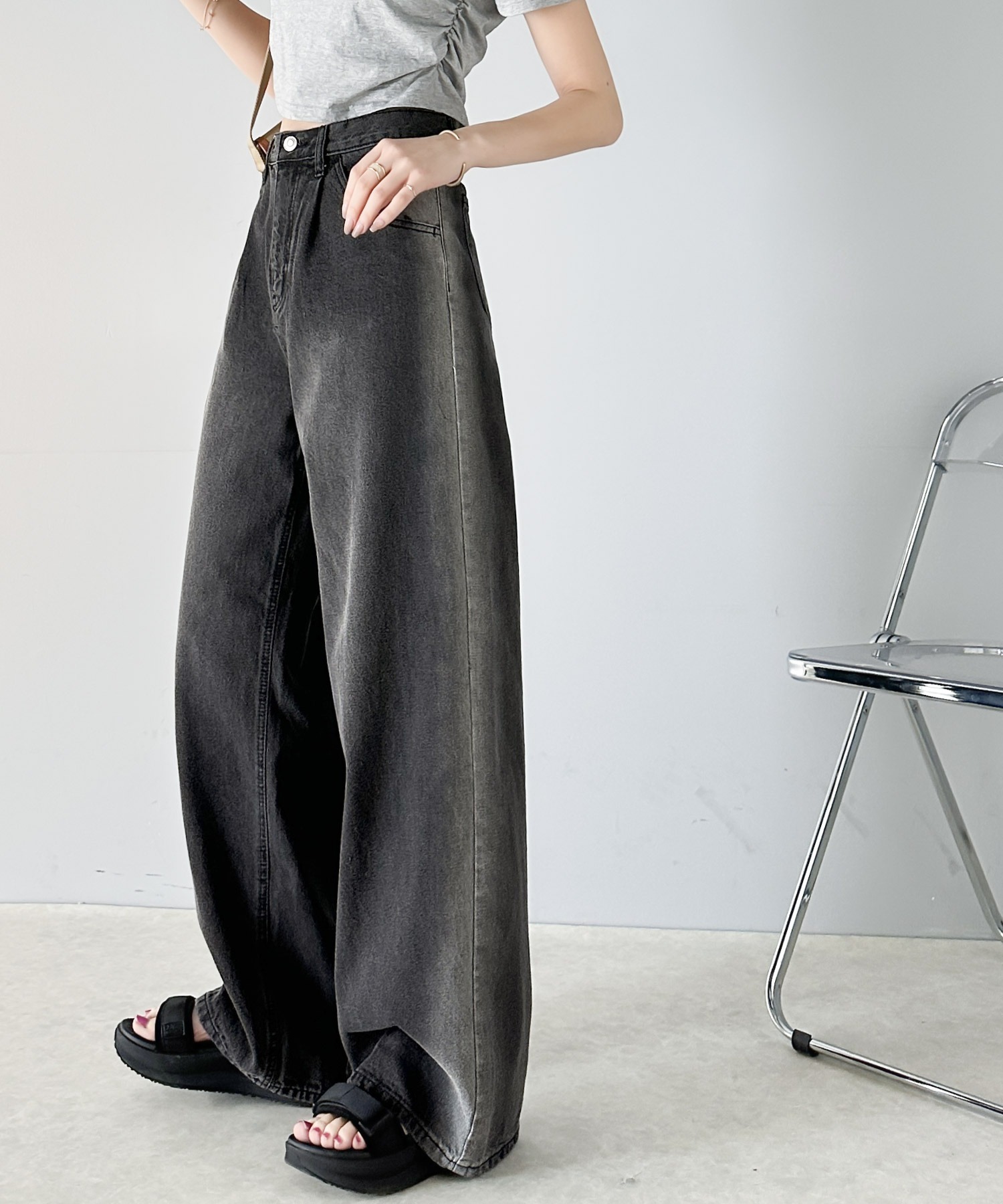 🇯🇵 日系品牌 JAVA 側邊暈染 漂白 牛仔褲 寬褲 落地褲 / 預購