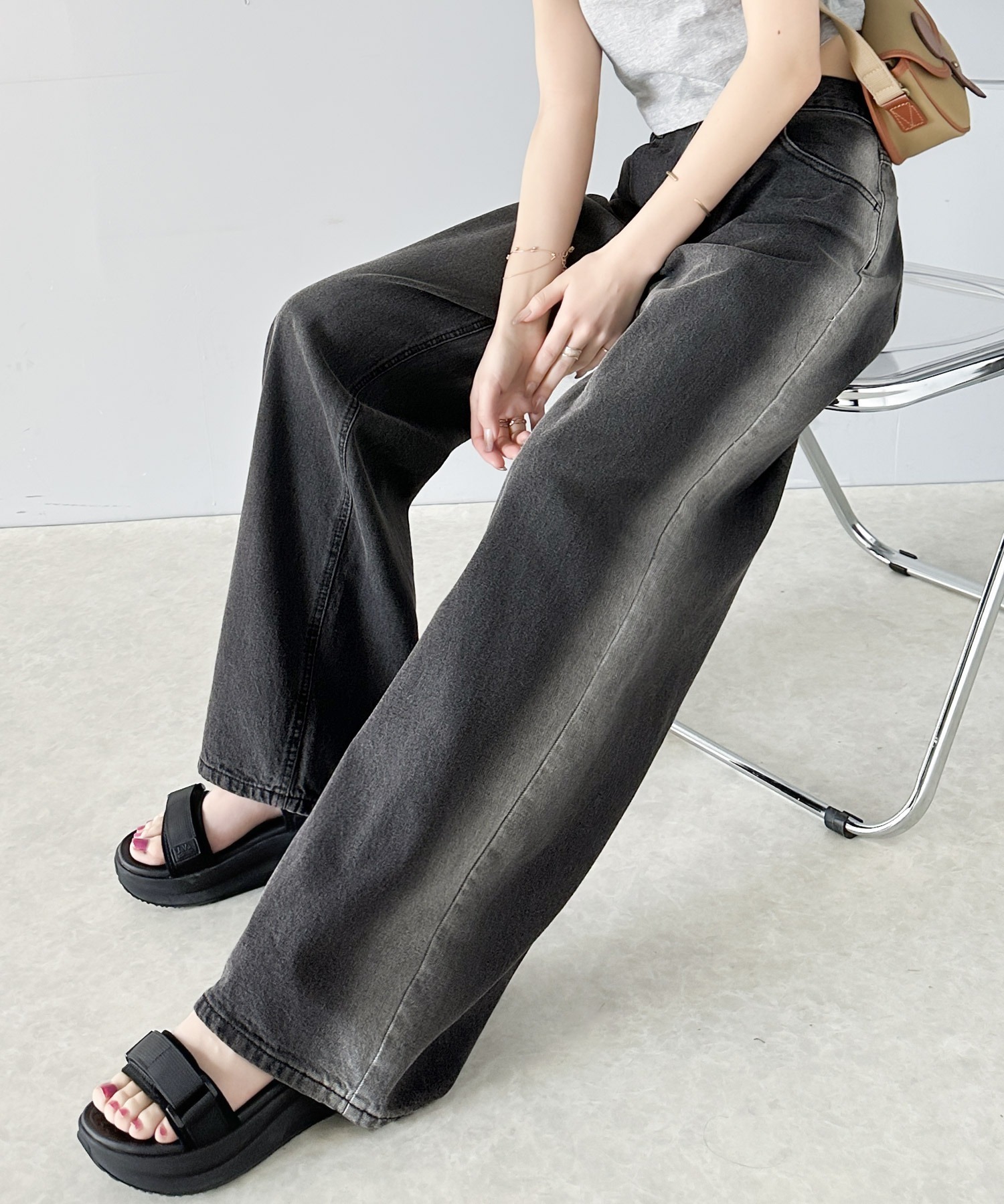 🇯🇵 日系品牌 JAVA 側邊暈染 漂白 牛仔褲 寬褲 落地褲 / 預購