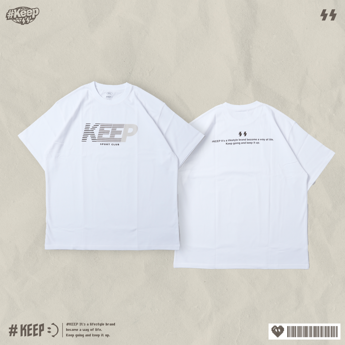 #KEEP MOTION LOGO TEE 白色 黑色 印花 漸層 休閒 保持運動字母 短TEE【KS293】