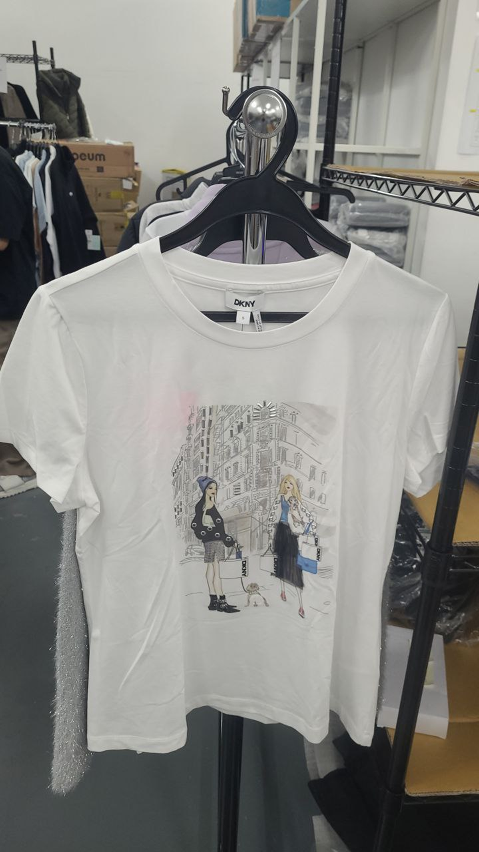 [S] DKNY WHITE P51HWWNA WOMEN'S GRAPHIC TEE, 732465876837 (SD1382)