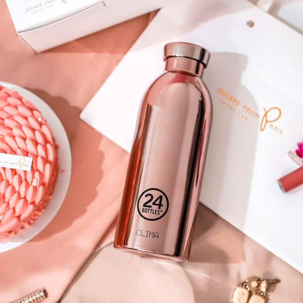 義大利 24Bottles 不鏽鋼雙層保溫瓶 500ml / 金閃閃系列