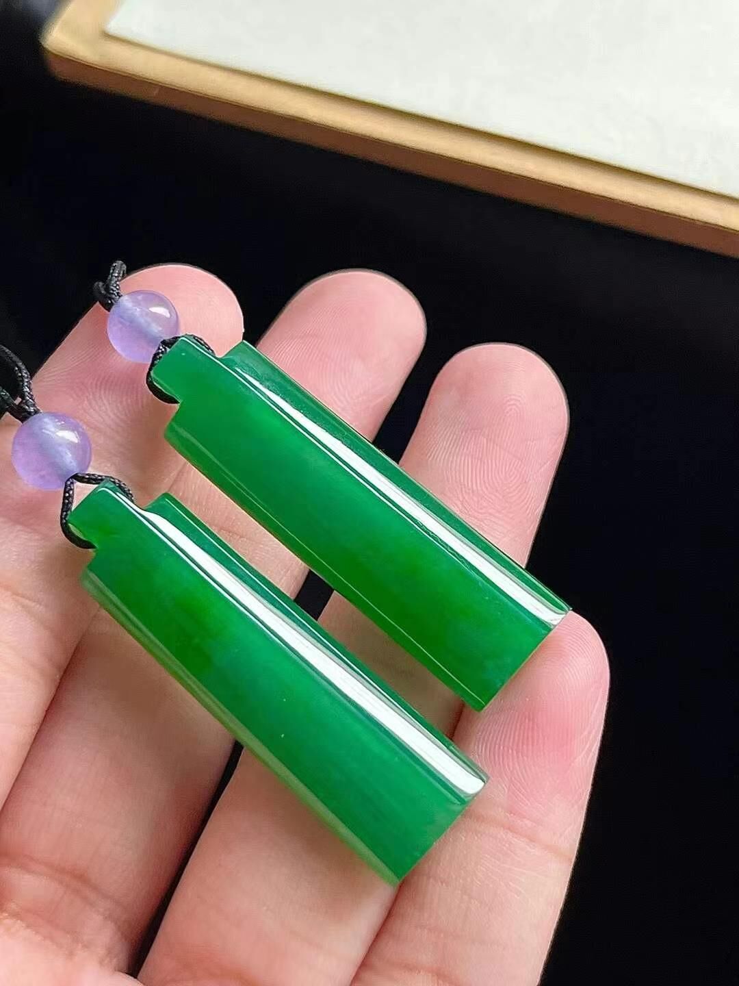 翡翠無事牌一對,天然翡翠A玉, 緬甸玉, Jade, Jadeite