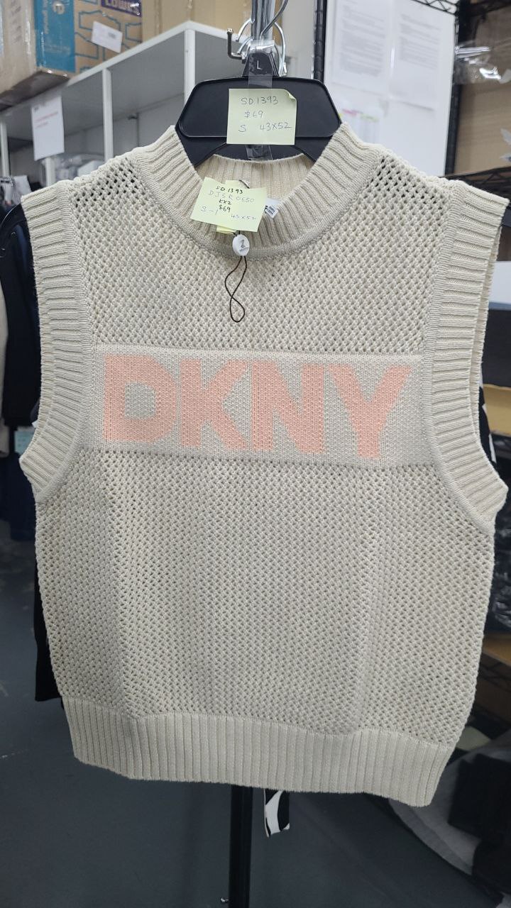 [S] DKNY KH/TP PCH DJ5R0650-KX2 SLEEVELESS LOGO CREW NECK POINTELLE STITCH, SD1393 (SD1393)