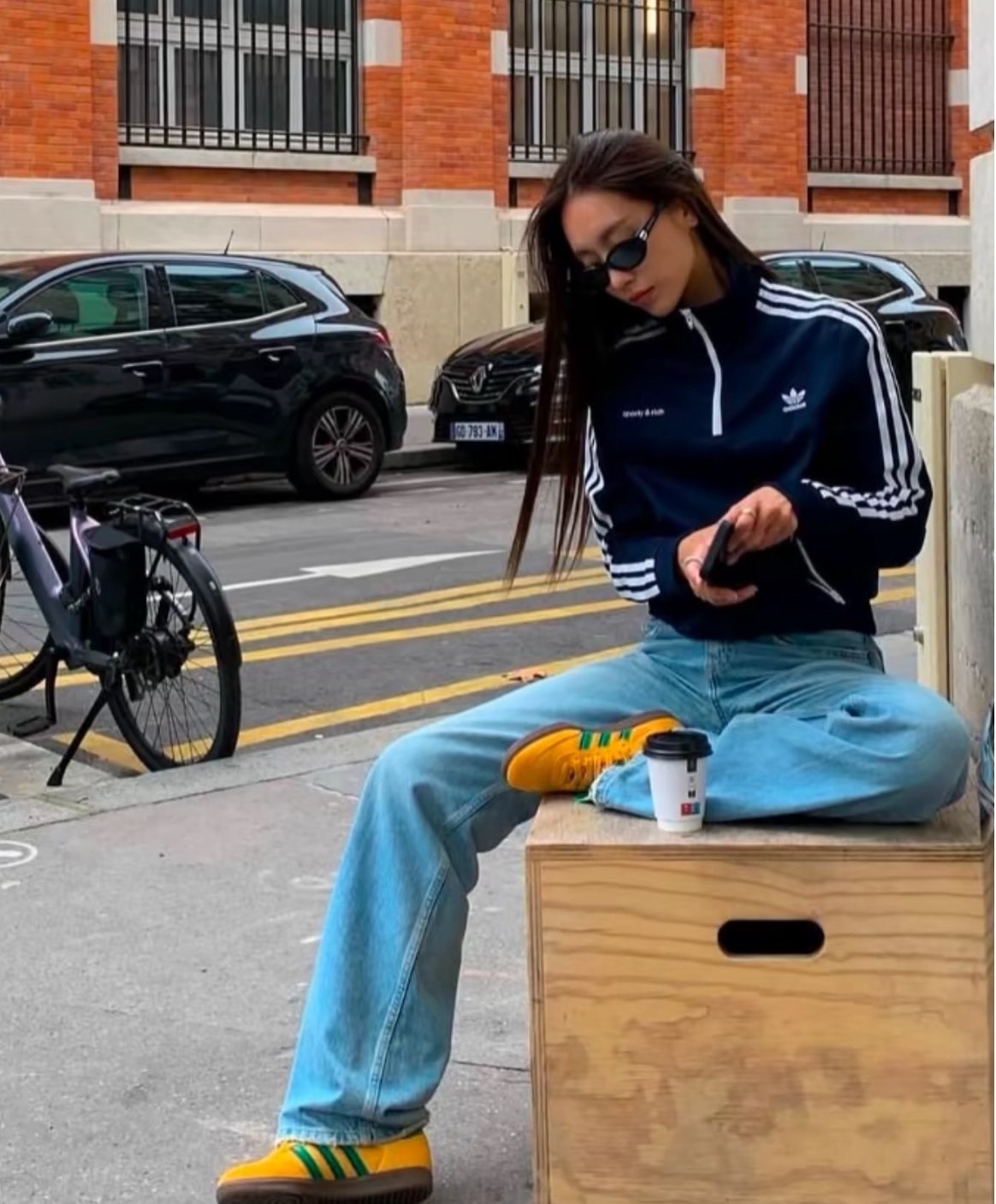 adidas x Sporty & Rich 藍色 立領外套 運動外套（女款）