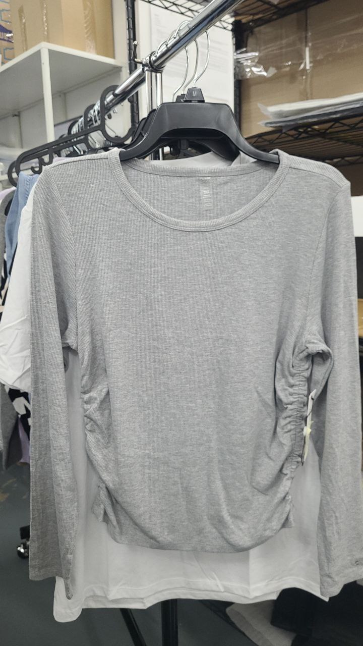 [S] DKNY PEARL HGR DP5T9985 RIB KNIT SIDE LONG SLEEVE SWEATSHIRT, 755403076489 FINAL SALE (SD1398)