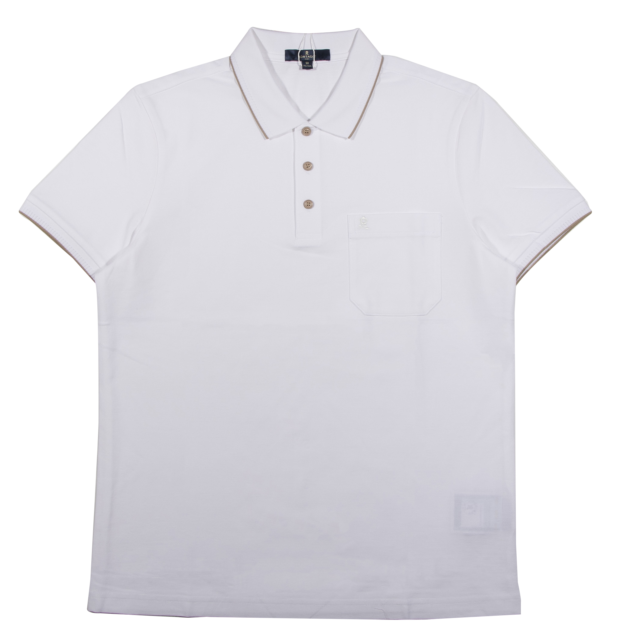 Montagut - 男士 純色口袋短袖翻領Polo