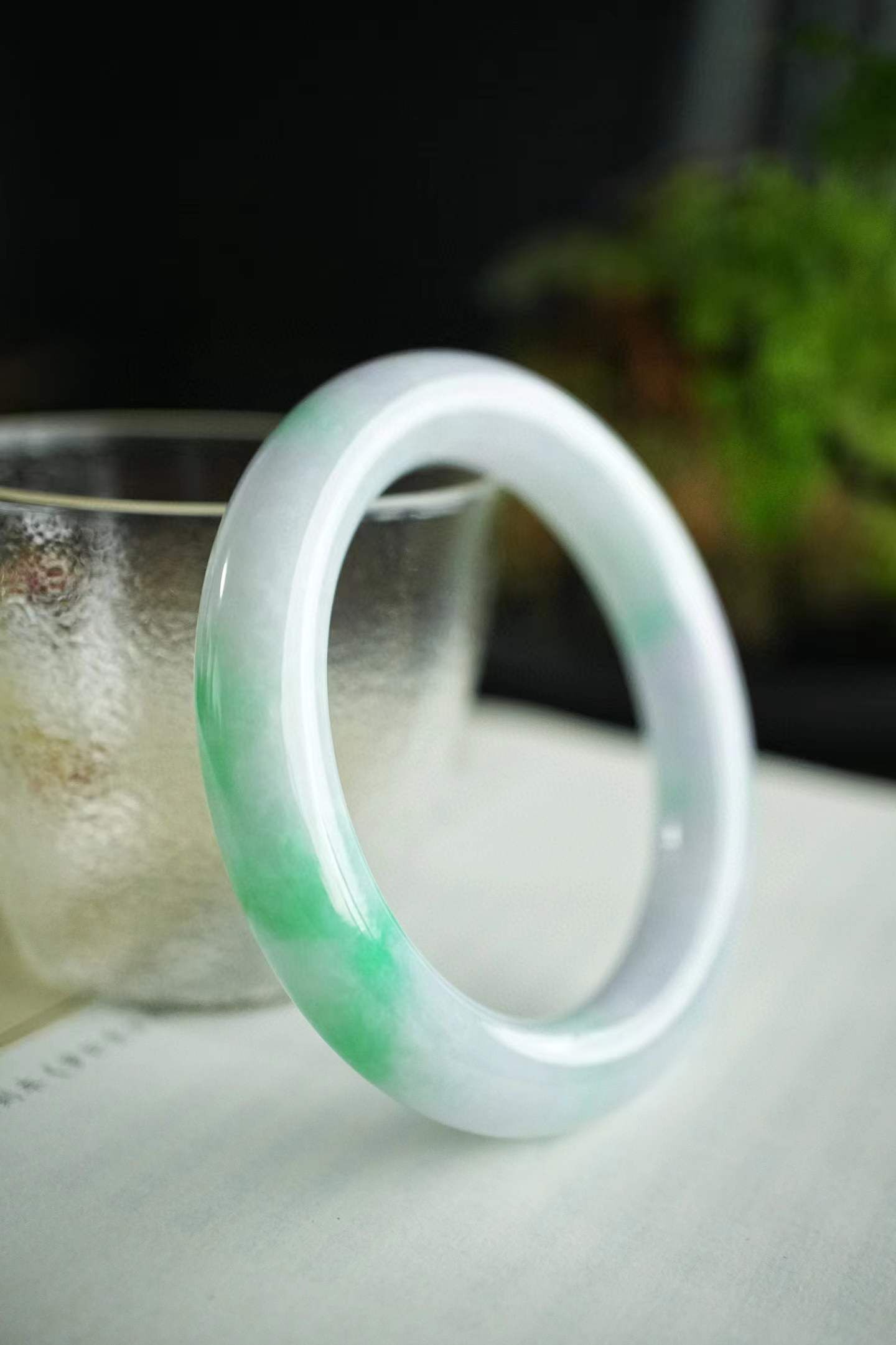 59877 56mm冰糯春帶彩翡翠手鐲 (54-56)