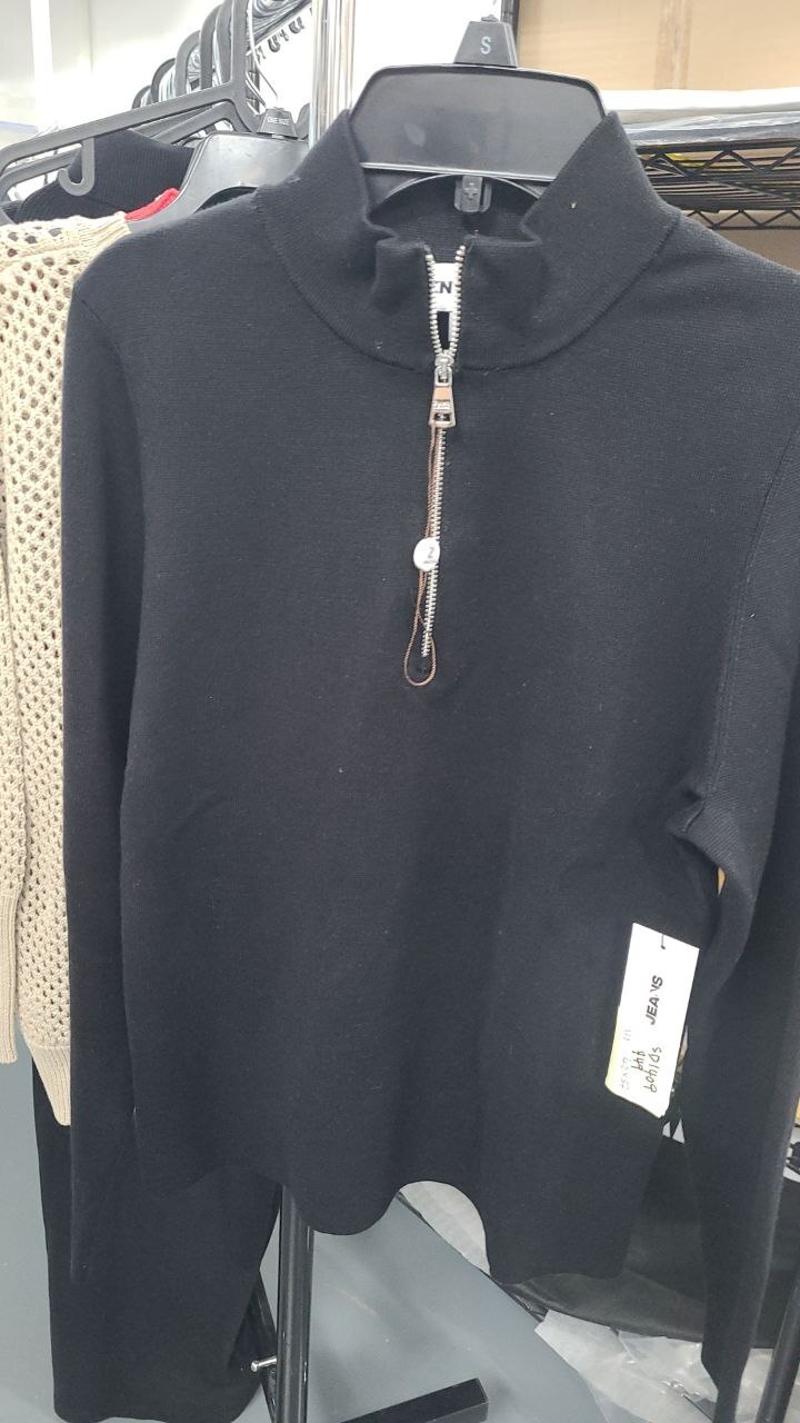 [S] DKNY BLACK DJ4R0356 HALF ZIP MOCK NECK LONG SLEEVE SWEATER, 755403442499 (SD1409)