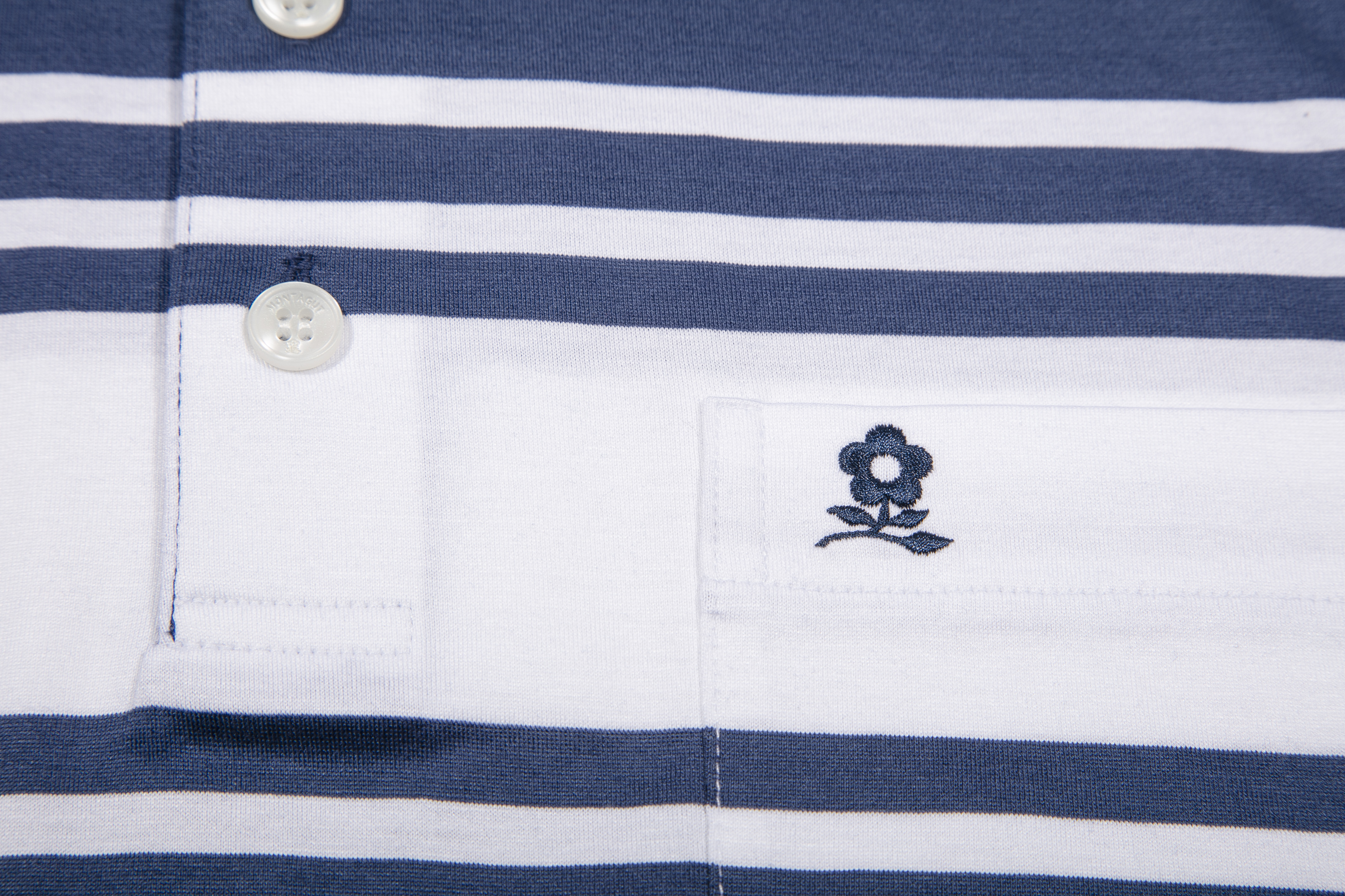 Montagut - 男士短袖條紋精梳口袋翻領Polo