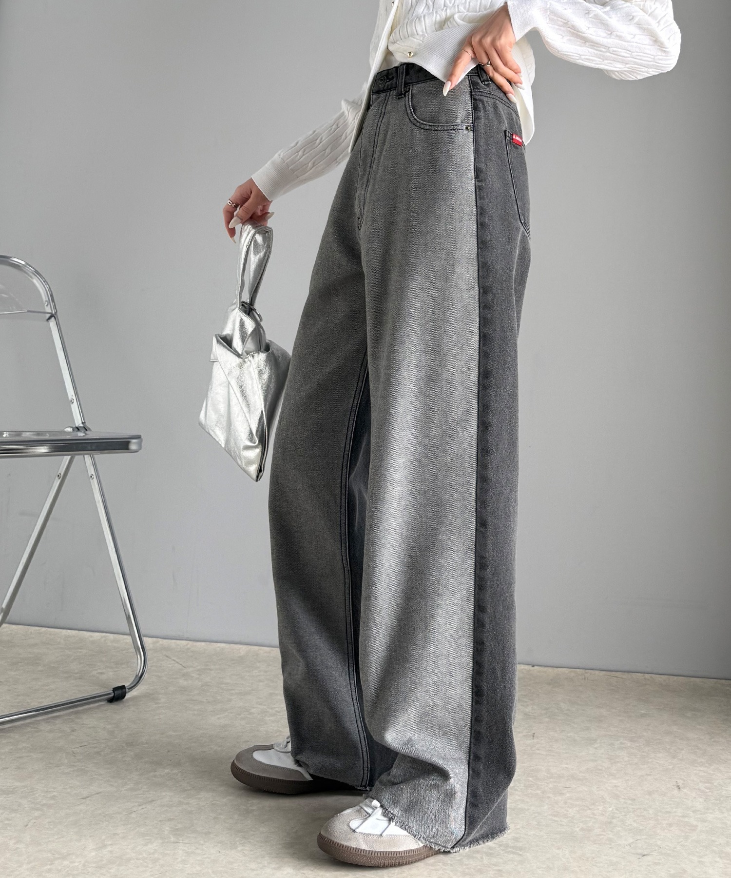 🇯🇵 日系品牌 JAVA  拼接 雙色 牛仔褲 寬褲 長褲 流蘇 / 預購