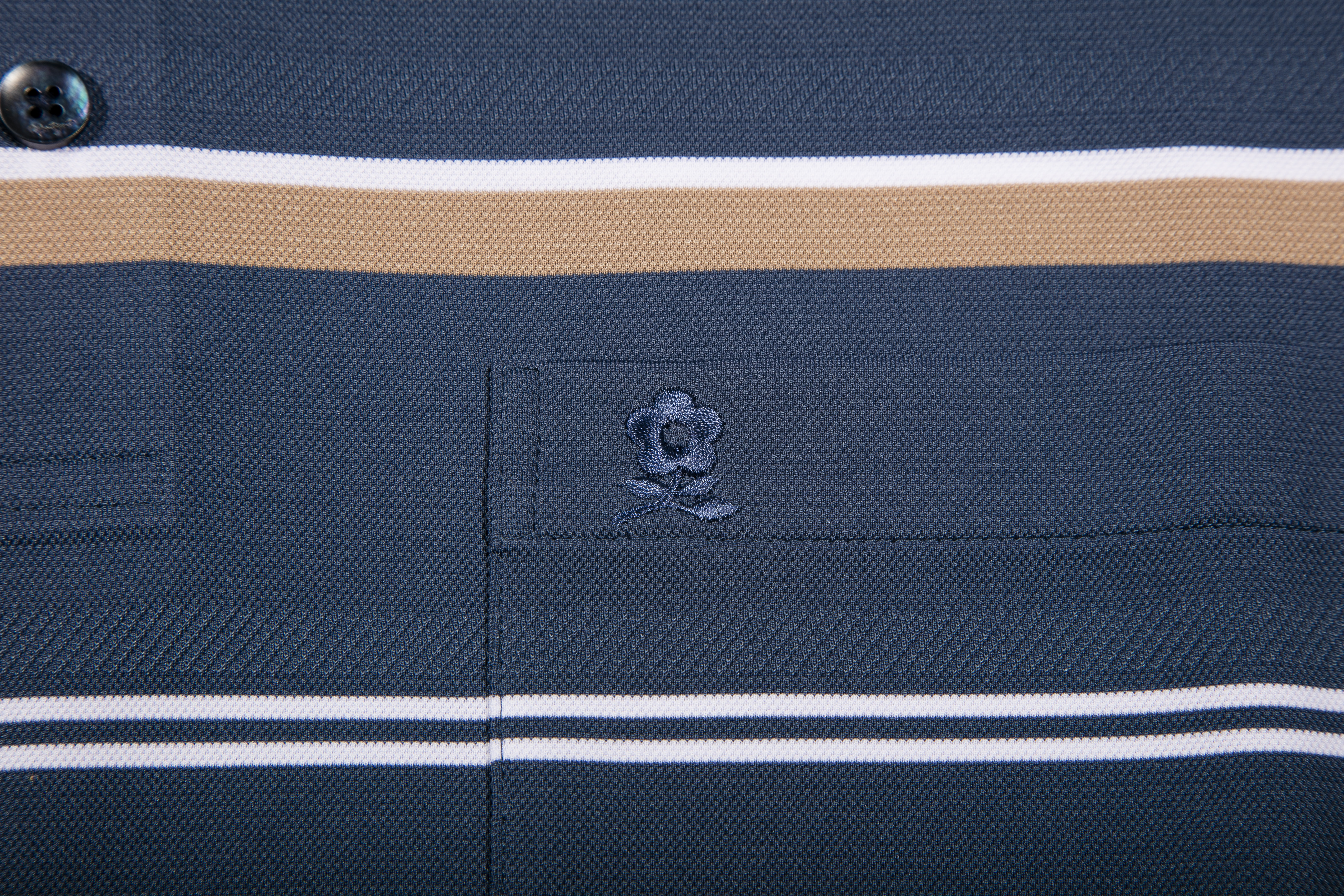 Montagut - 男士短袖條紋口袋翻領Polo