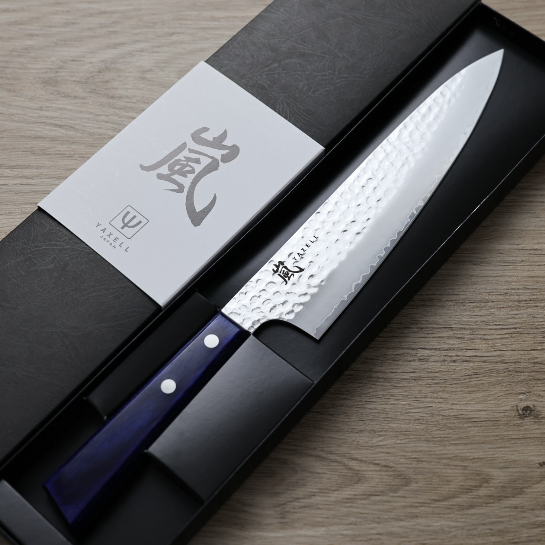 YAXELL 嵐 蒼之風 牛刀 210mm AUS10 鎚目