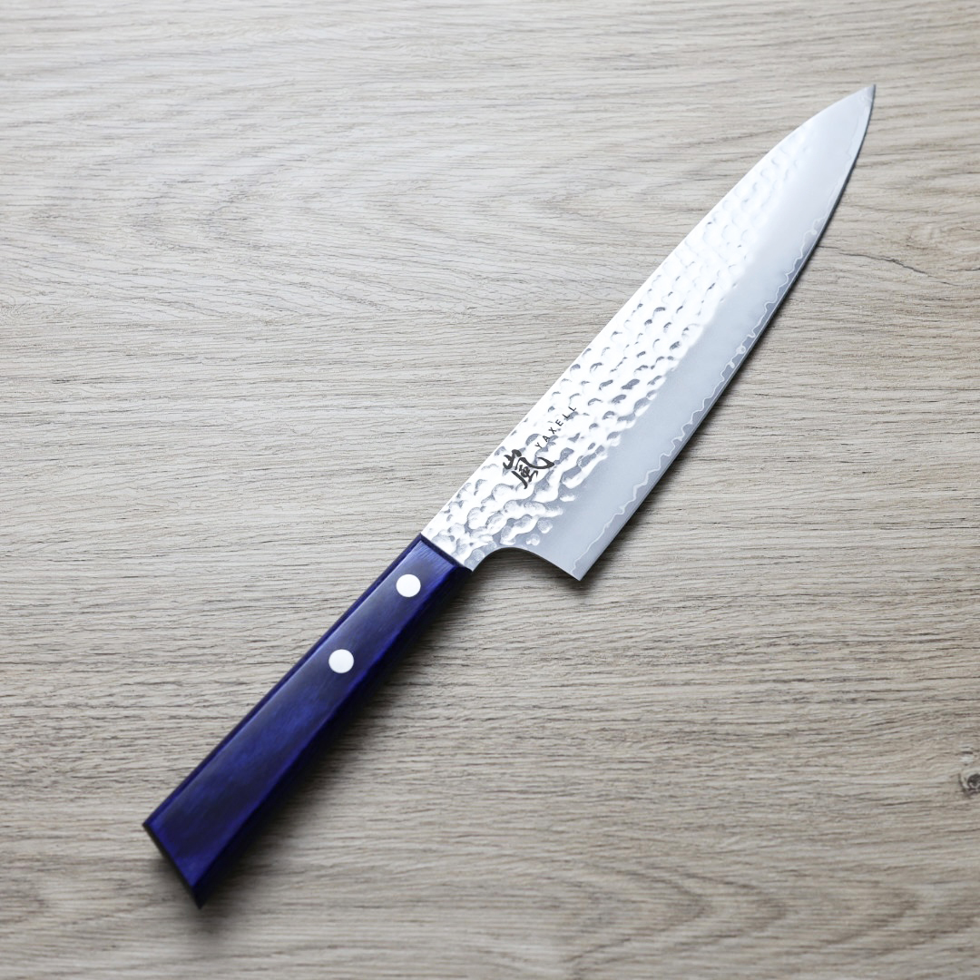 YAXELL 嵐 蒼之風 牛刀 210mm AUS10 鎚目