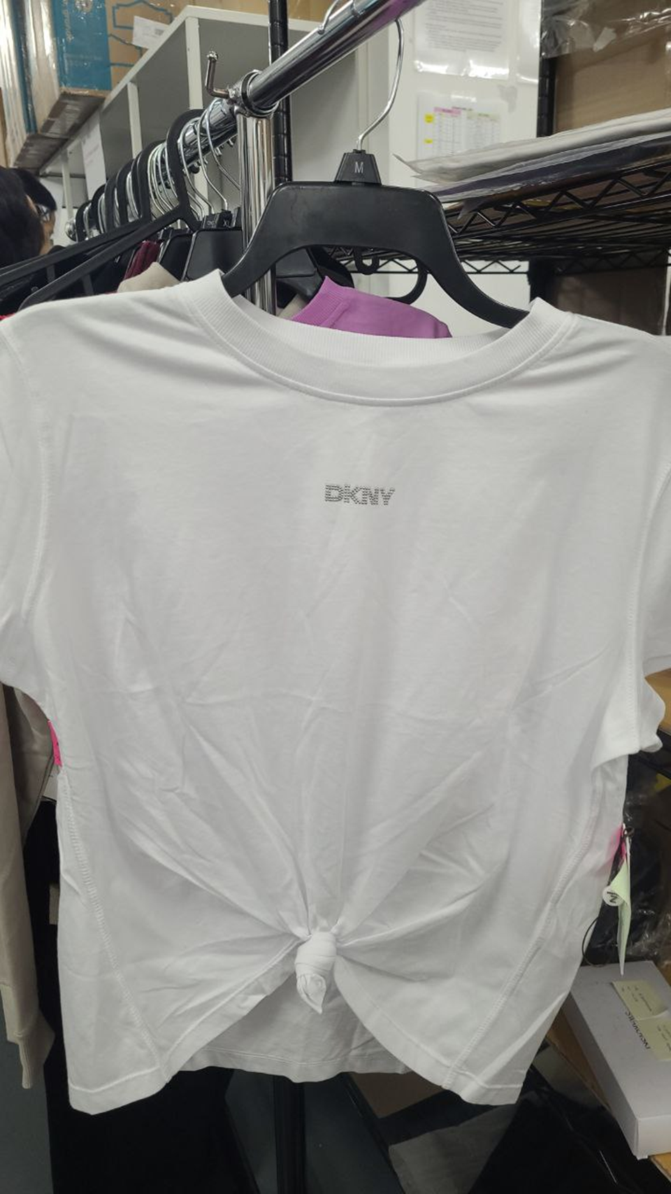 [S] DKNY WHITE DP4T9994 SMALL BLING LOGO TOP, 755403646446 (SD1419)