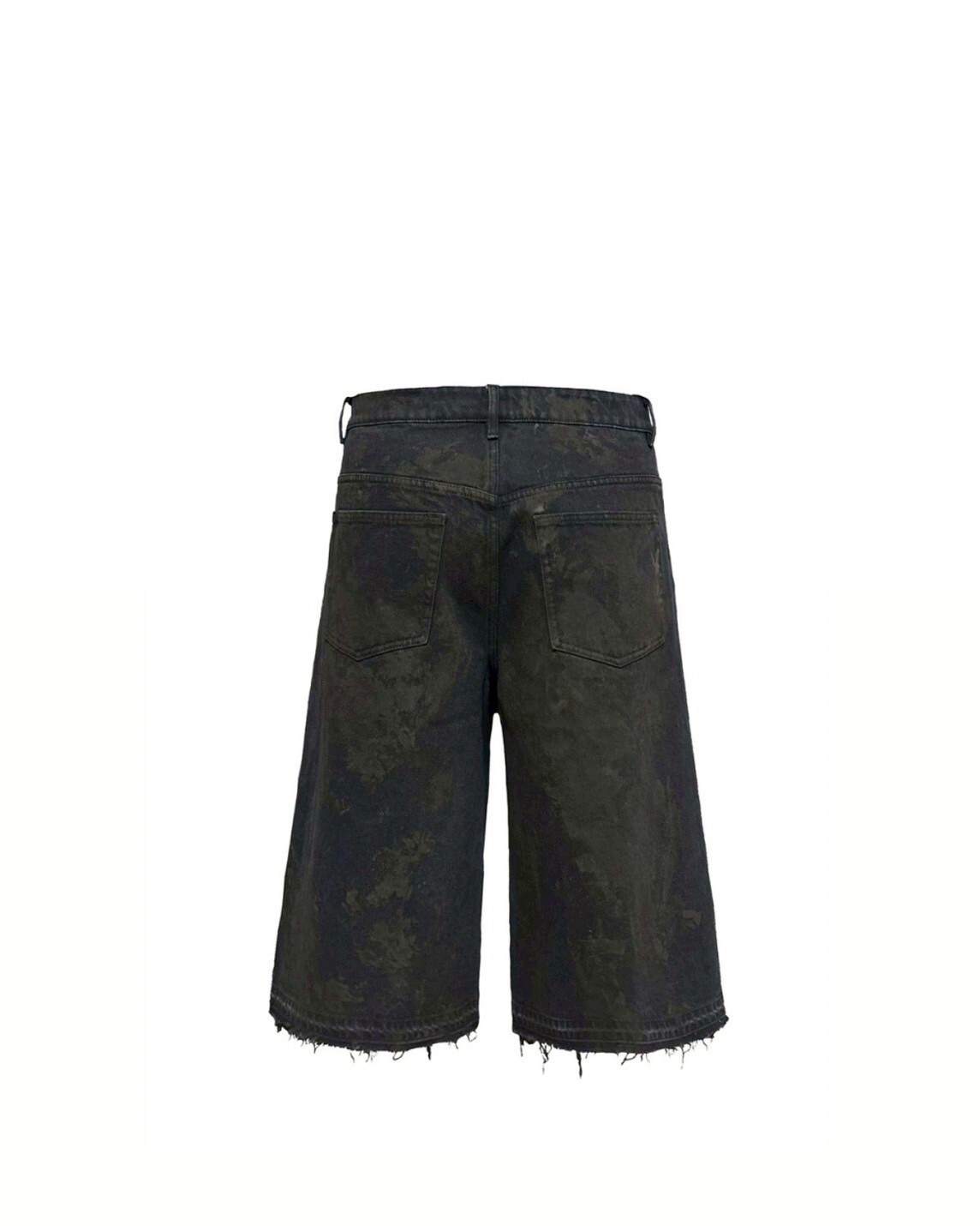 JCA 黑泥染 水洗做舊 毛邊下擺 短褲 #七分褲