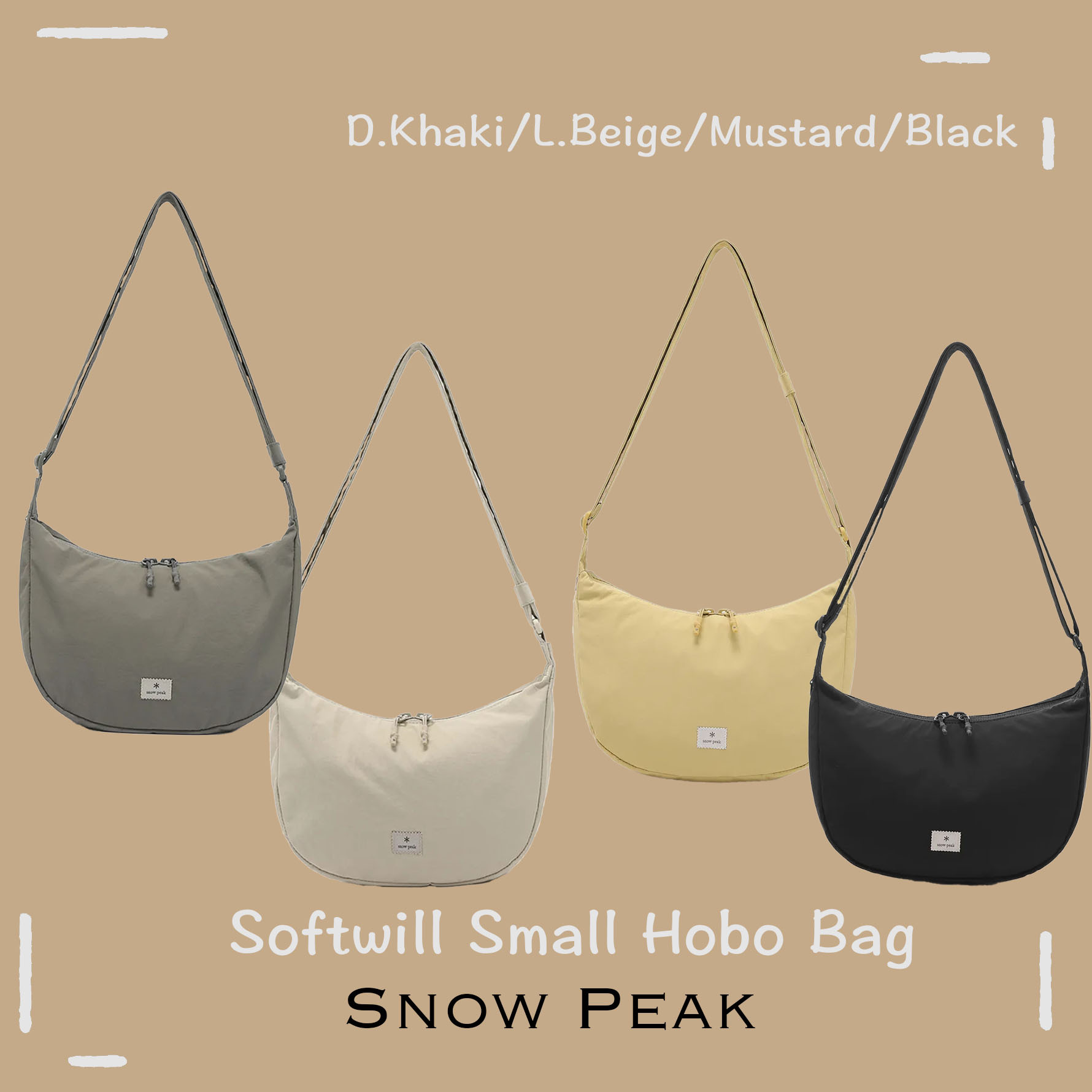 【OWN】Snow Peak 單肩包 月亮 彎月包 尼龍 耐刮 熱門 包款 不分男女 黑 綠 奶茶 芥末