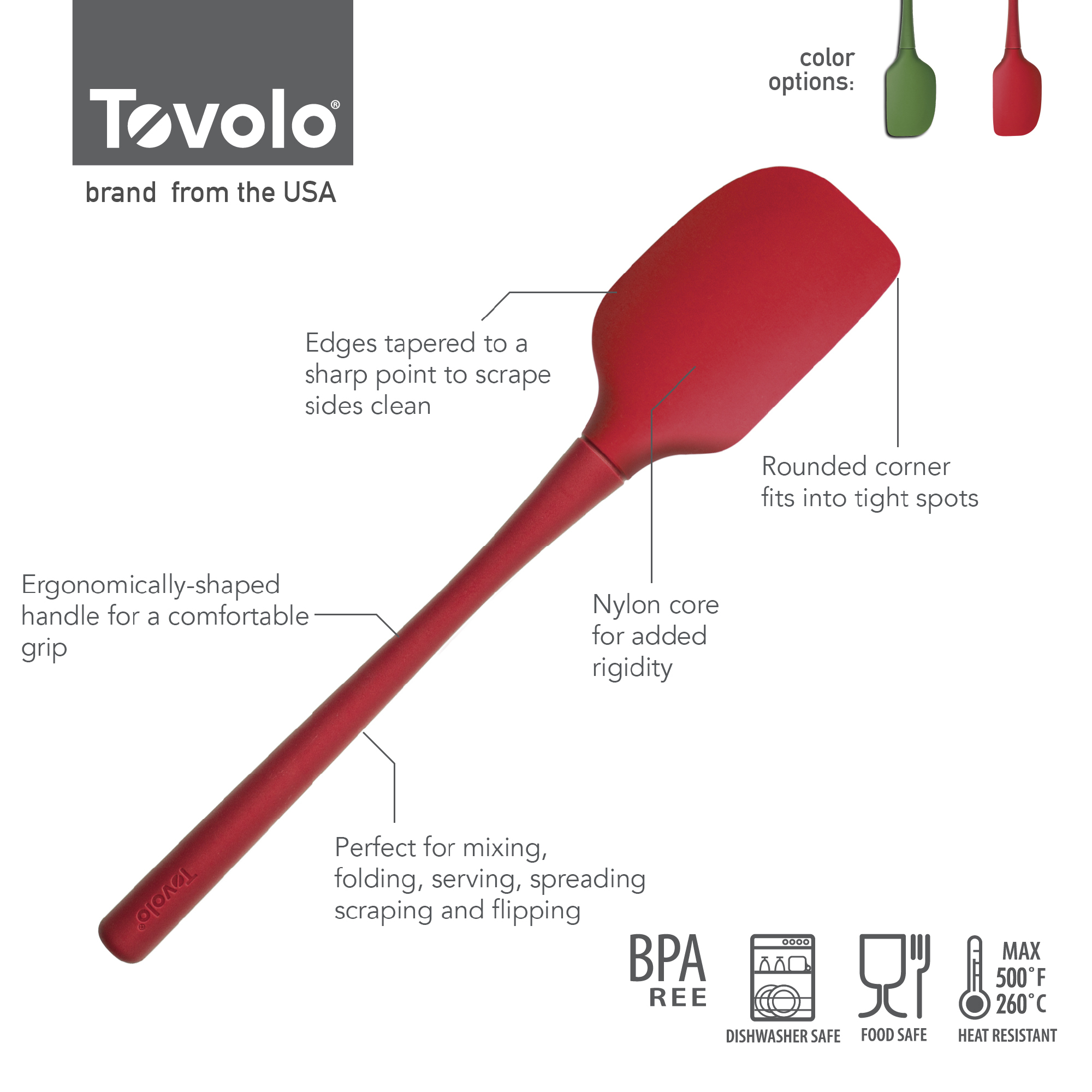 TOVOLO FLEX-CORE® 全矽膠刮 (青醬綠 /辣椒紅色)