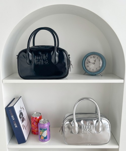 日本🇯🇵連線 Mily Bilet 立體縫線LOGO漆皮波士頓包 單肩包 肩背包 手提包 大容量 2色(任買兩件711免運)/預購