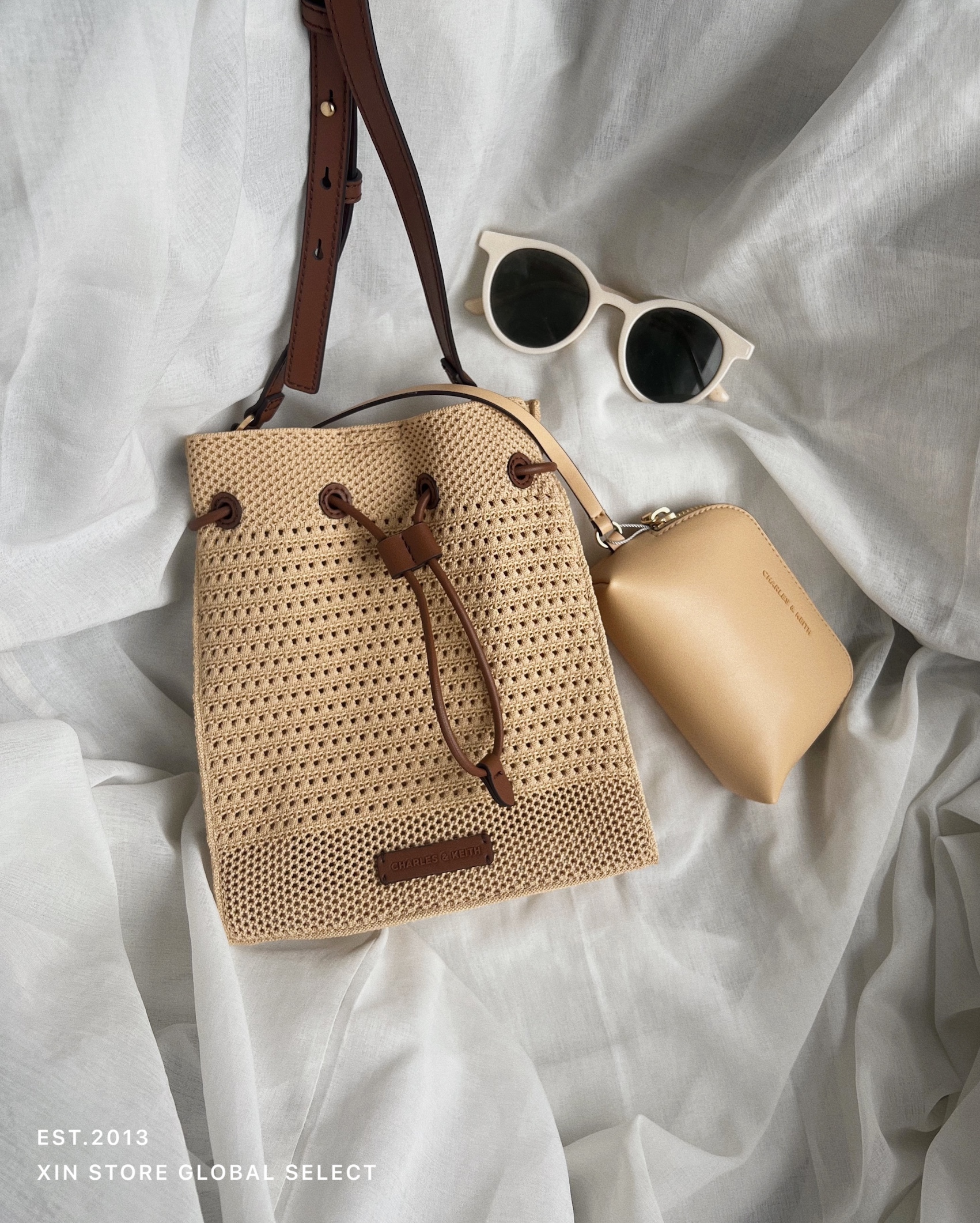 <現貨>Charles ＆ Keith 小CK Ida 編織 針織 水桶包 3色