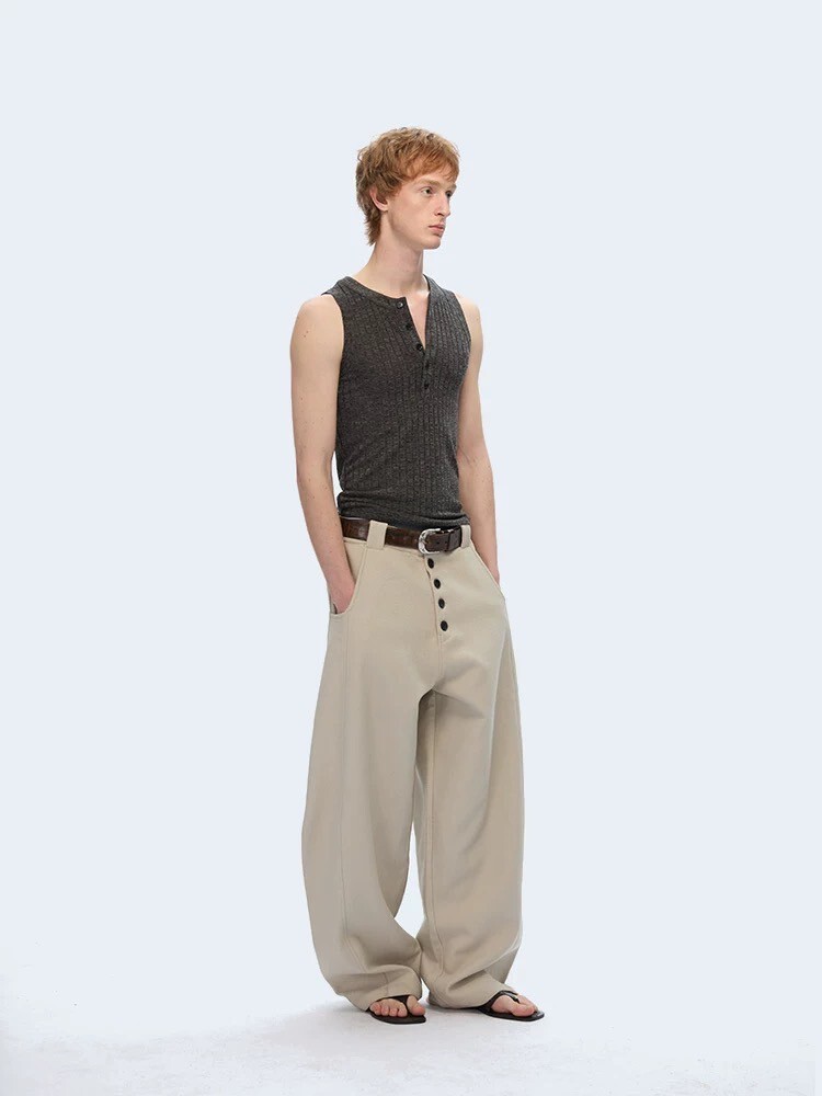 TZ 鈕扣 亨利修身 無袖 合身 #背心