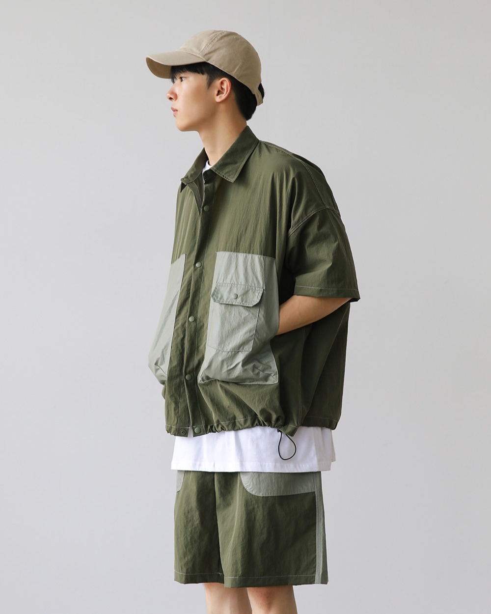 尼龍口袋工裝短袖襯衫