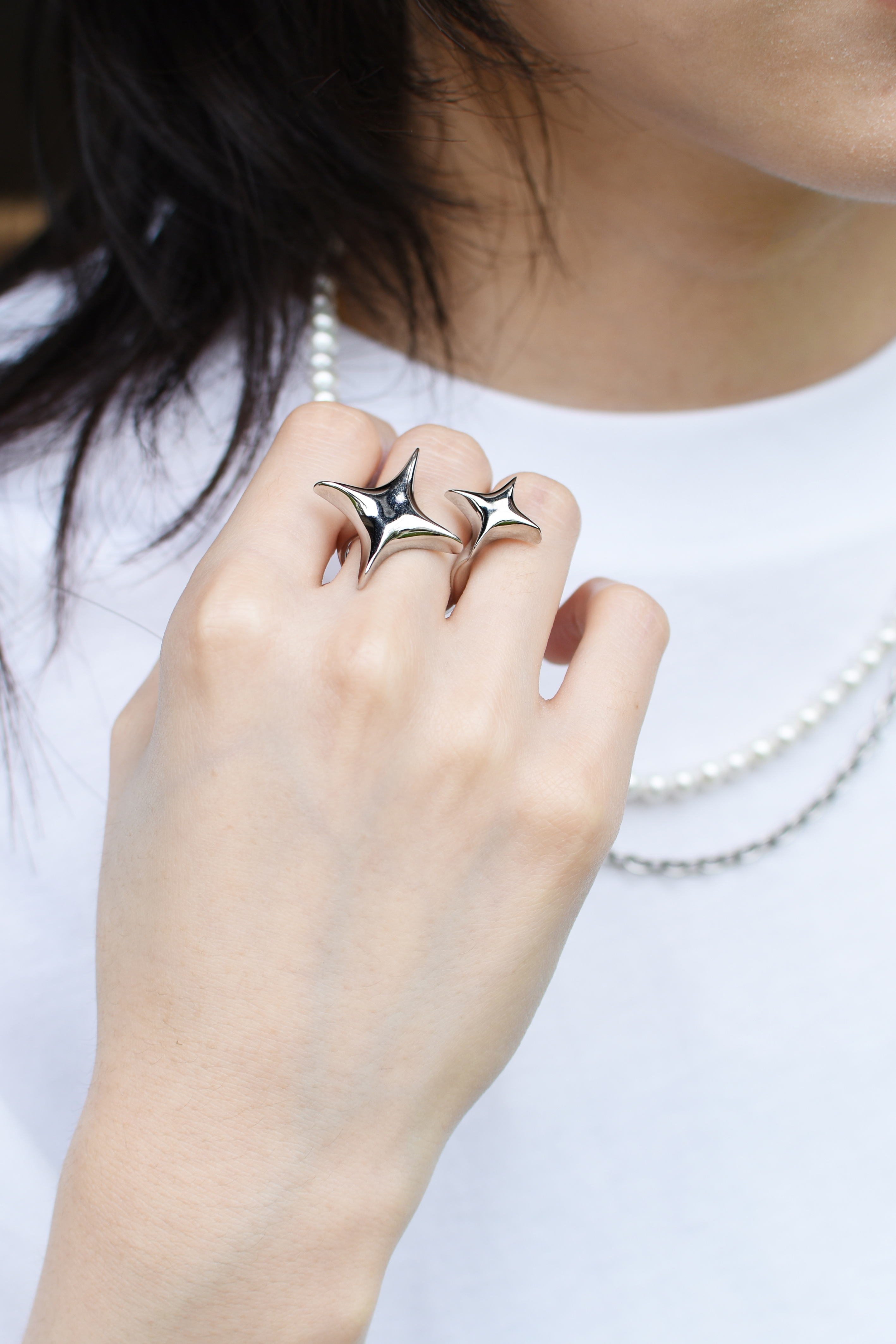 ☆ETW☆【EASY TO WEAR】Fe3c Bling Bling Ring Silver 星星戒指 閃亮 銀