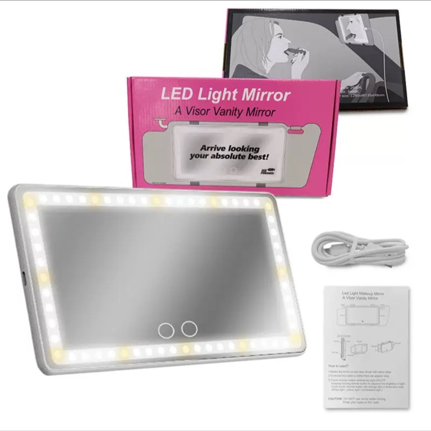 <男生車上必備>LED 車用化妝鏡 補妝燈 遮陽板