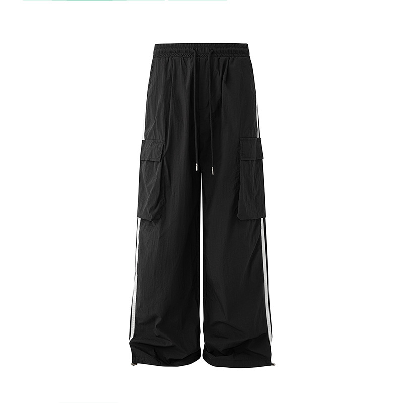 韓系側條紋寬鬆設計感運動褲