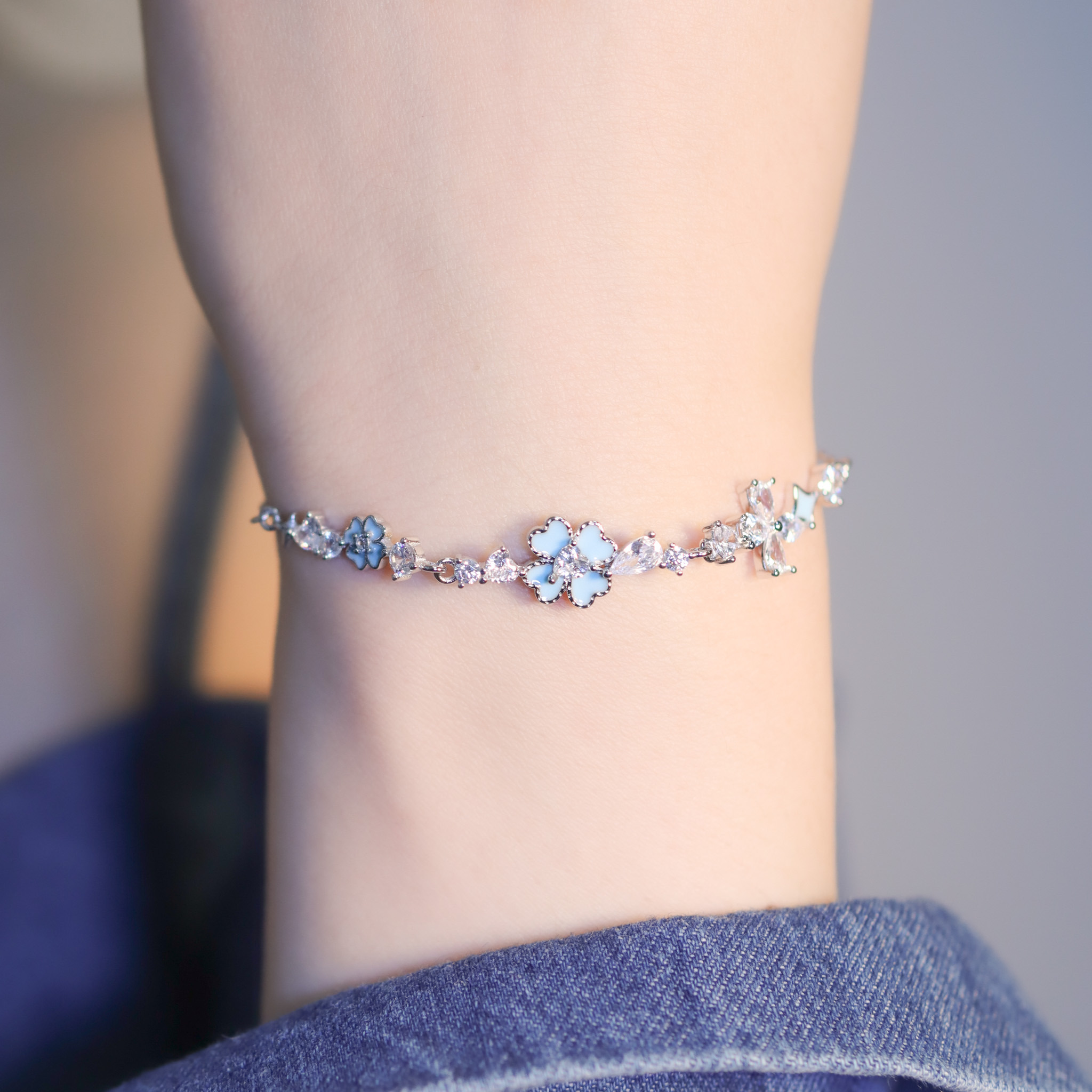 | 925純銀・厚鍍白金 | 漫藍幸福手鏈 | BR1337 |