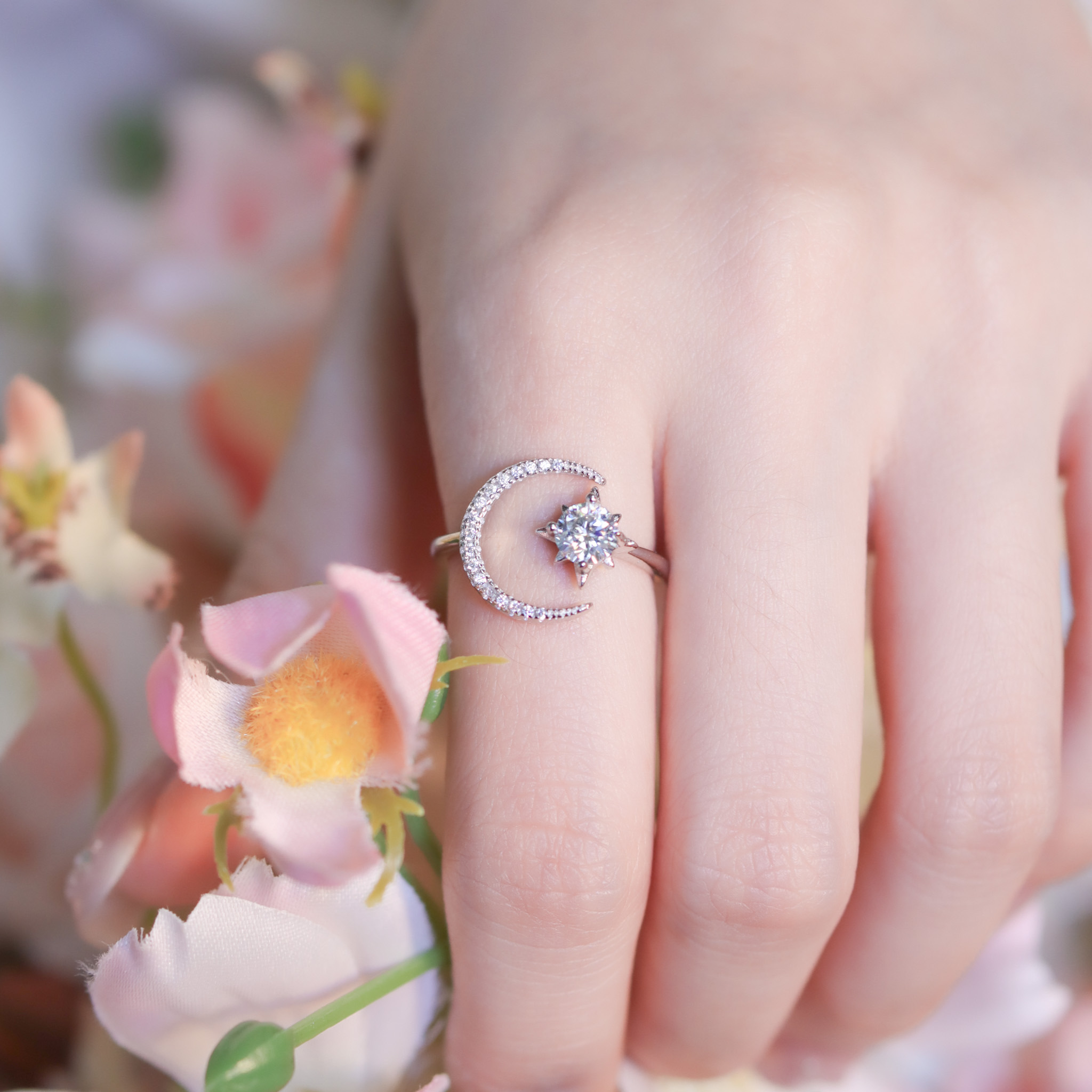 | 925純銀・厚鍍白金・莫桑石 |唯一的陪伴戒指 | RI0879 |