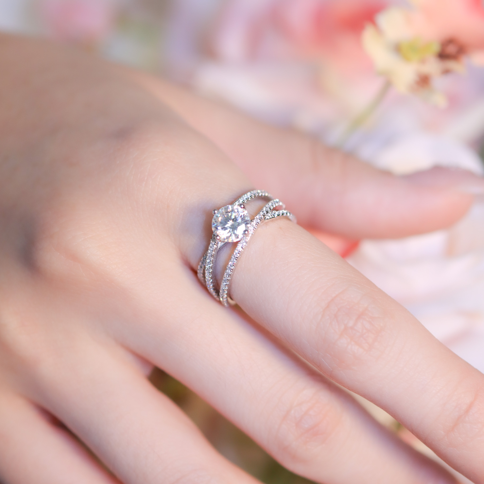 | 925純銀・厚鍍白金・莫桑石 | 相遇以後戒指  | RI0870 |