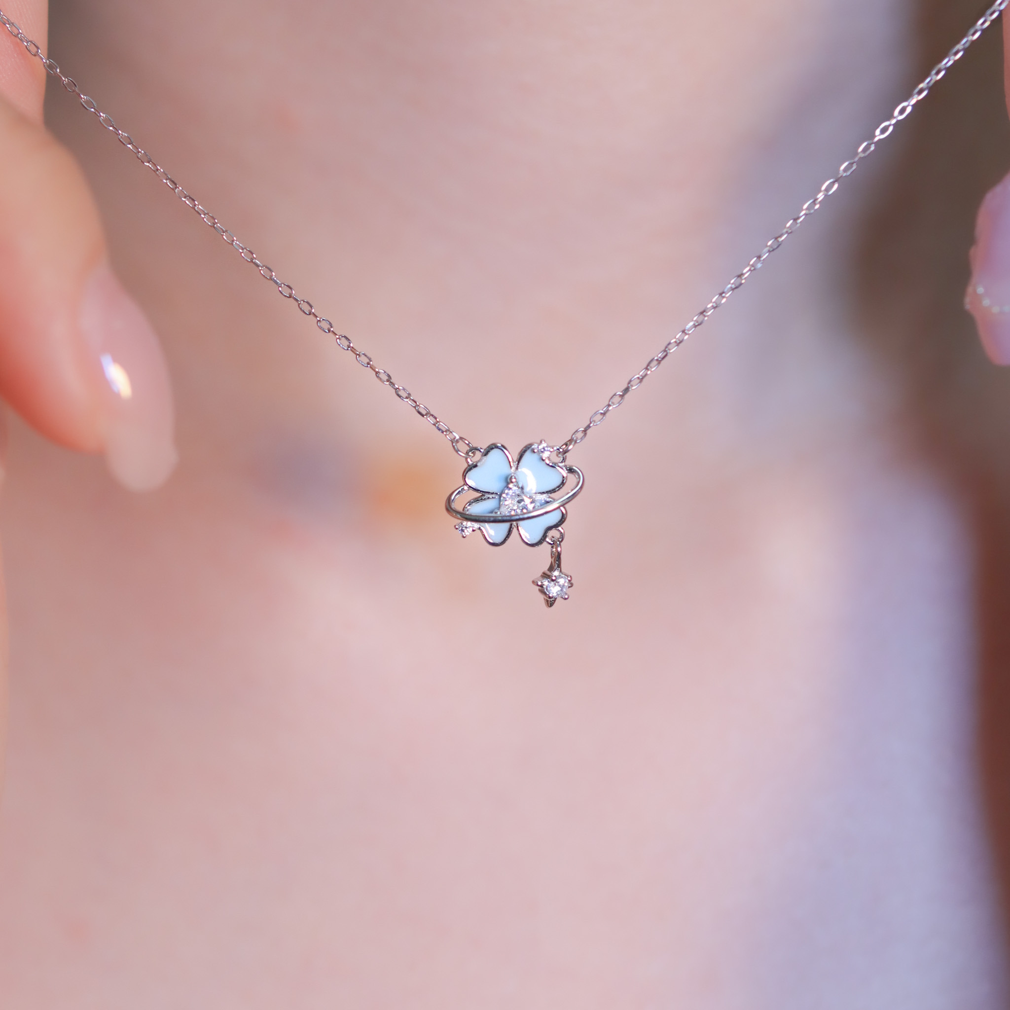 | 925純銀・厚鍍白金 | 漫藍幸福星球項鍊 | NE1399 |