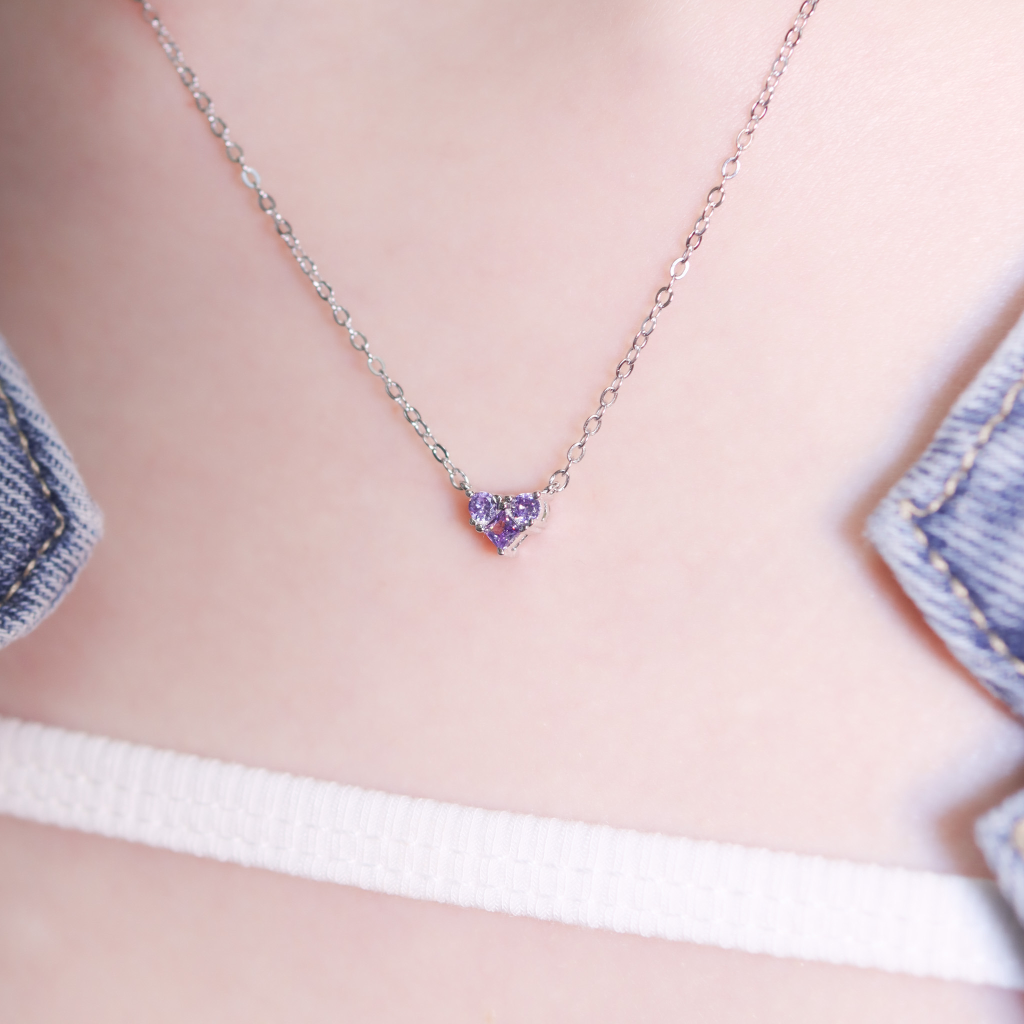 | 925銀丨小心意項鍊（藍色/紫色/白色） | NE1395 |