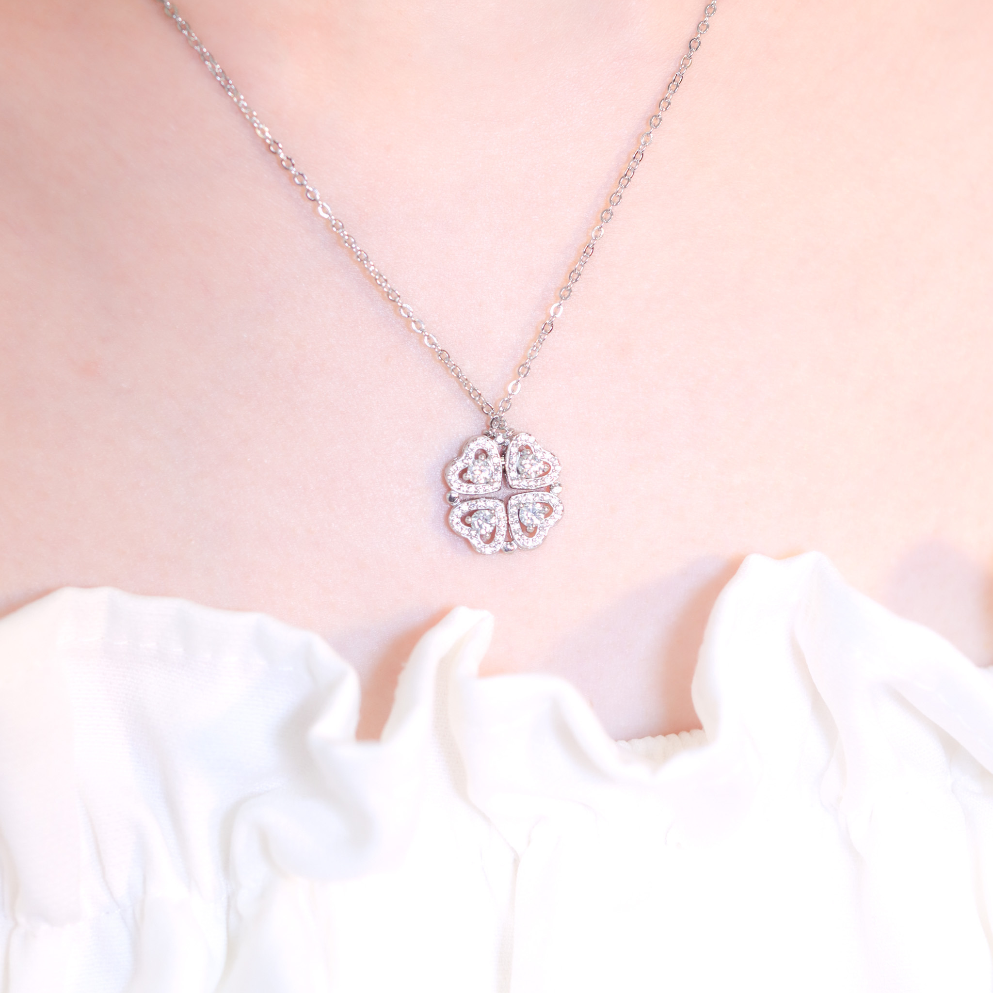 | 925純銀・厚鍍白金・莫桑石 | 凝聚幸福項鍊3.0 | NE1402 |