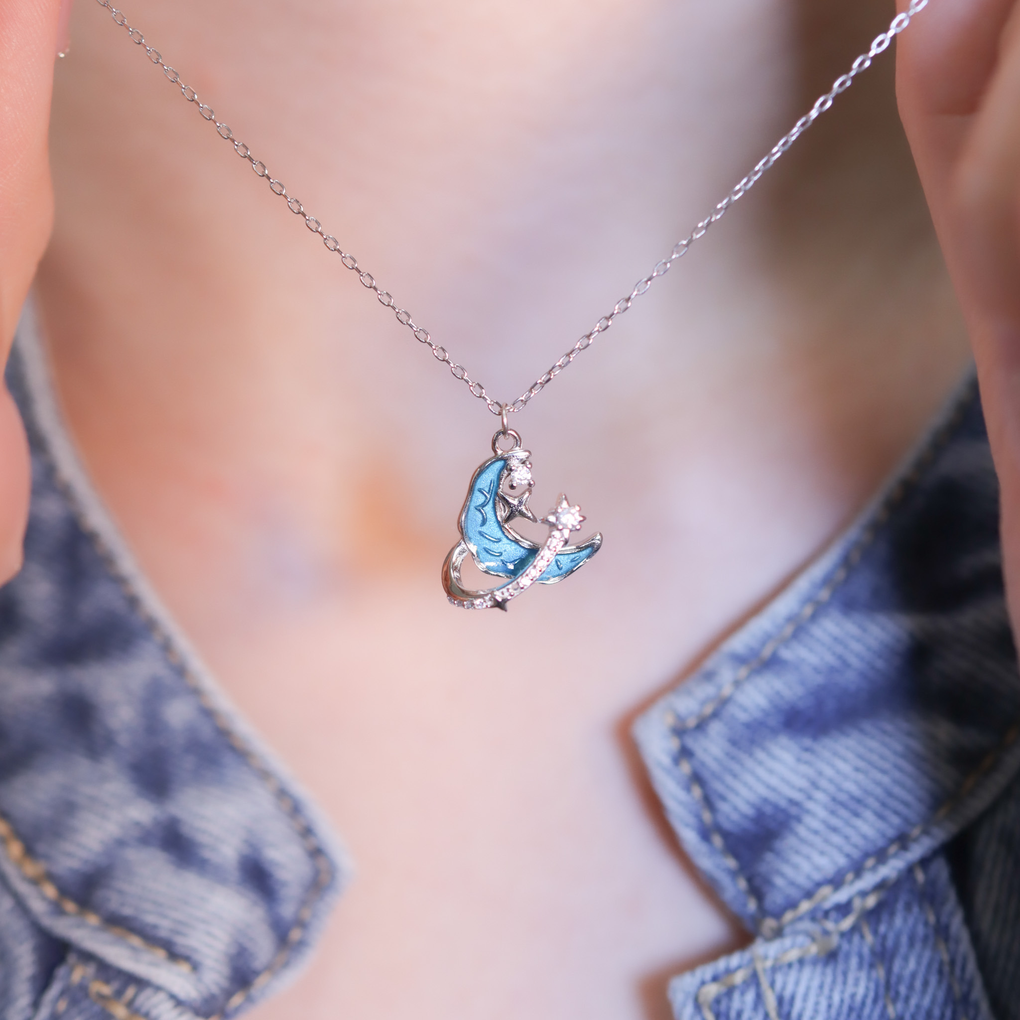 | 925純銀・白金 | 當月亮轉動時項鍊| NE1398 |