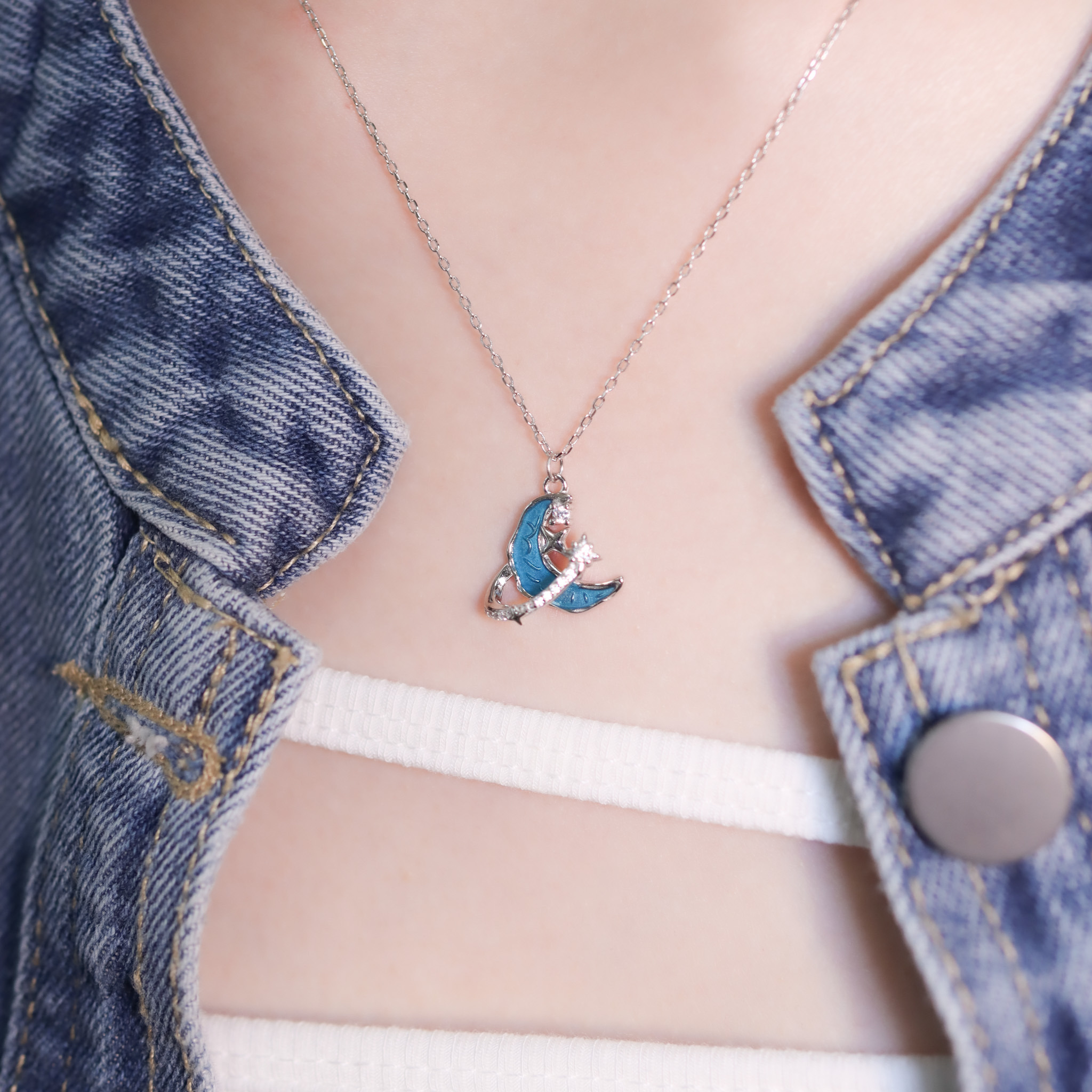 | 925純銀・白金 | 當月亮轉動時項鍊| NE1398 |