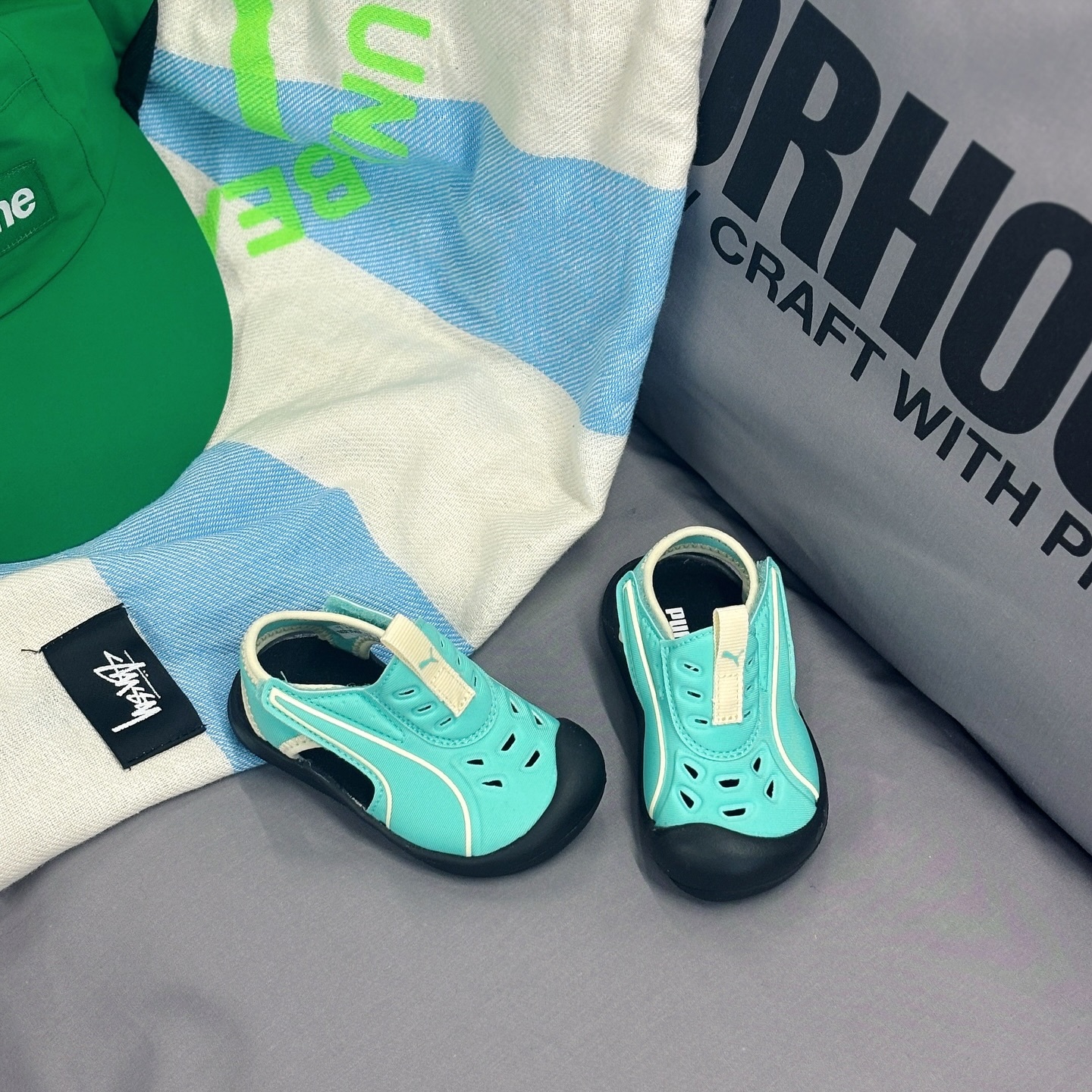 PUMA Aquacat NU INF 日本限定 3色 黑色 薄荷藍 桃紅 魔鬼氈 小童 涼鞋 童鞋 39762504