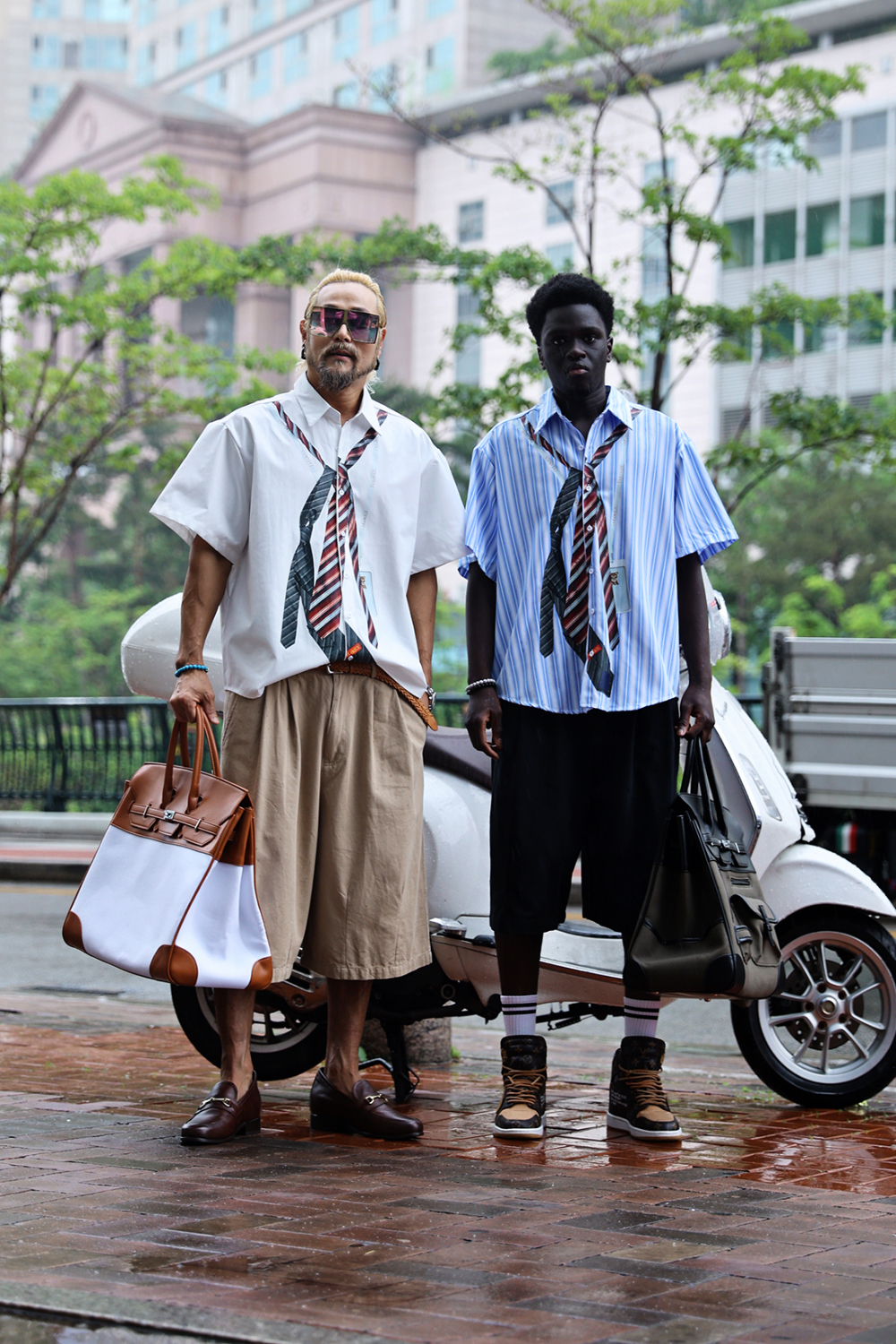 棉質雙褶百慕達短褲