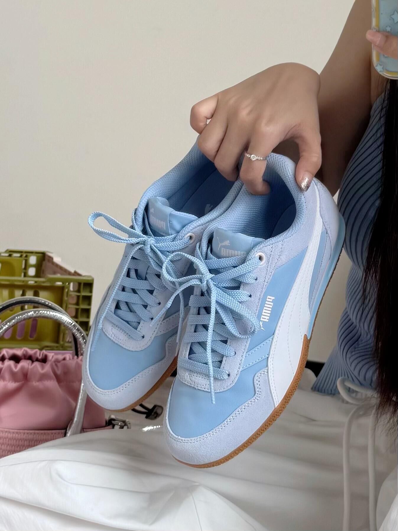 Puma Bella Donna Nylon 藍色泡泡 藍色 淺藍 天空藍 麂皮 薄底鞋 德訓鞋 403554-04/預購