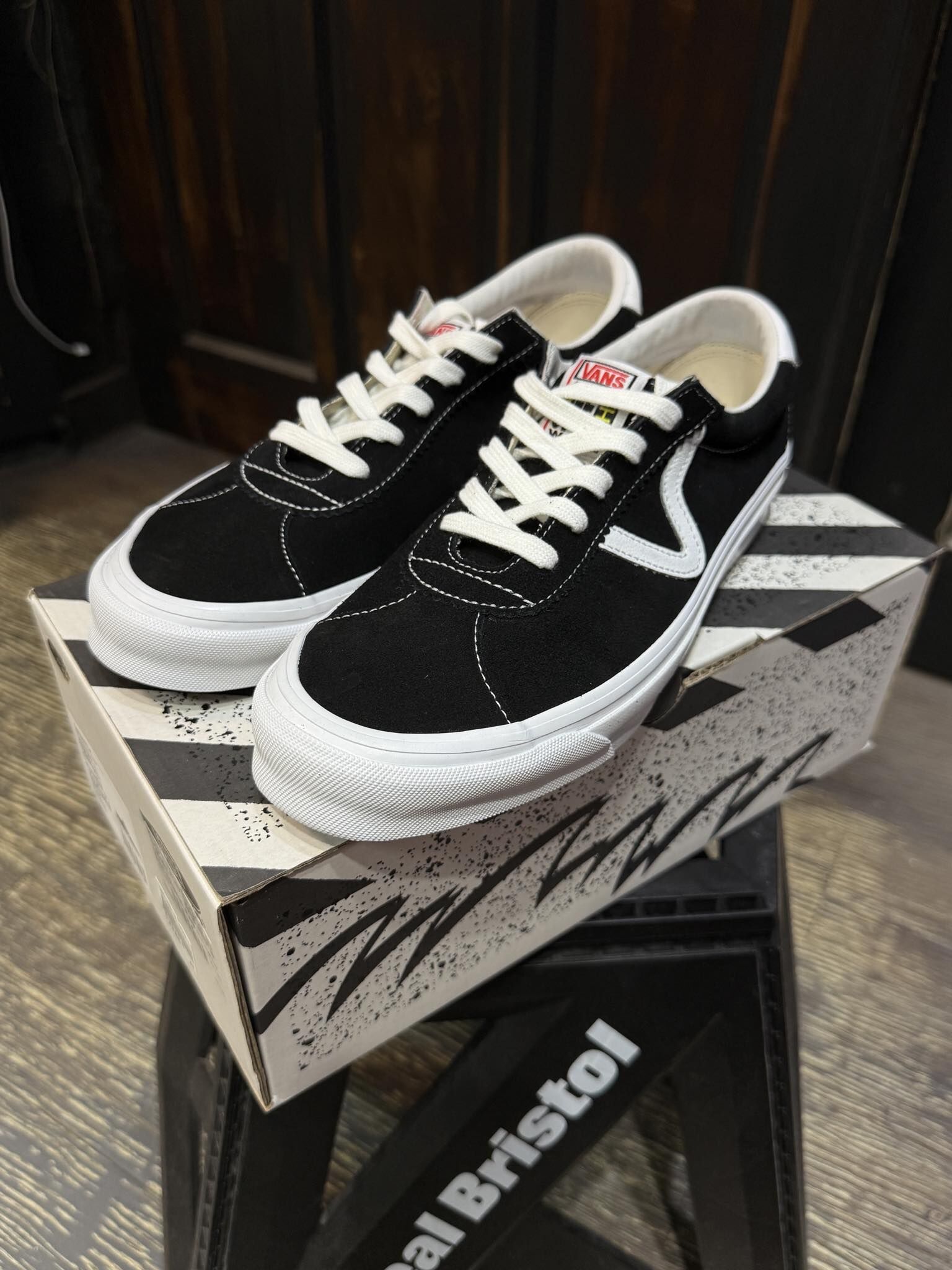 Vans sport 黑白 麂皮 皮革 板鞋 紅標 男女段