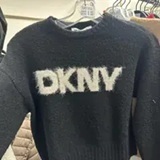 [S] DKNY BLACK/GOLD TINSEL LOGO BOUCLE SWEATER, DJ4R0424-BGD (SD1426)