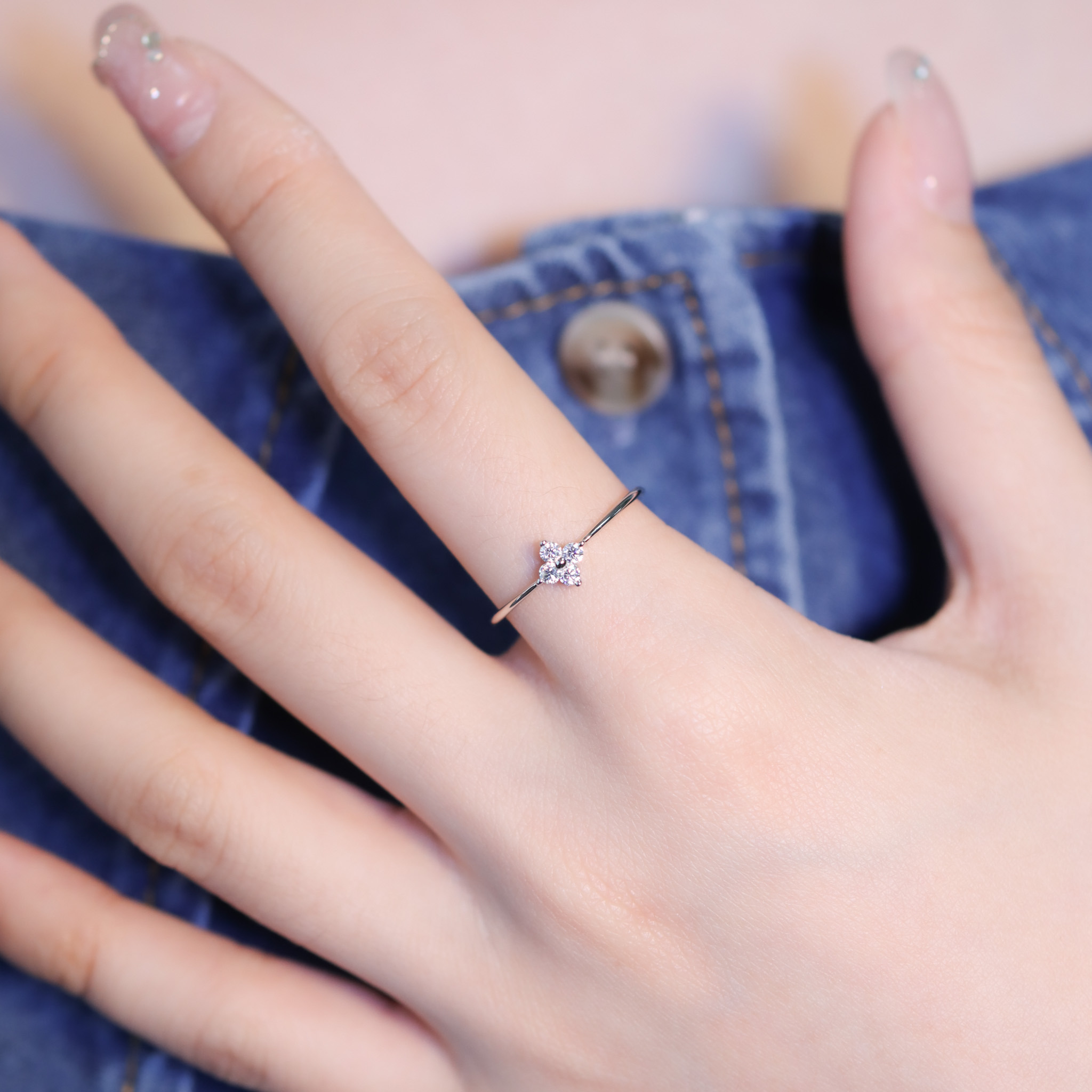 | 925純銀・厚鍍白金 | 知足的幸福戒指  | RI0885 |