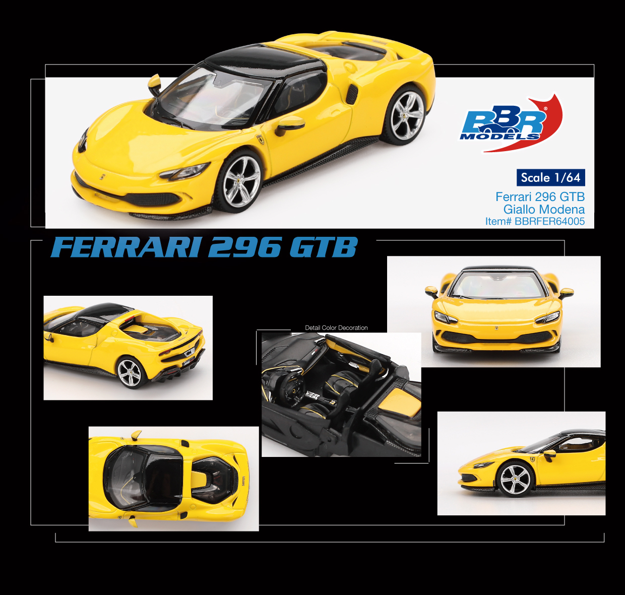 【預訂】BBR Models Ferrari 296 GTB Giallo Modena
