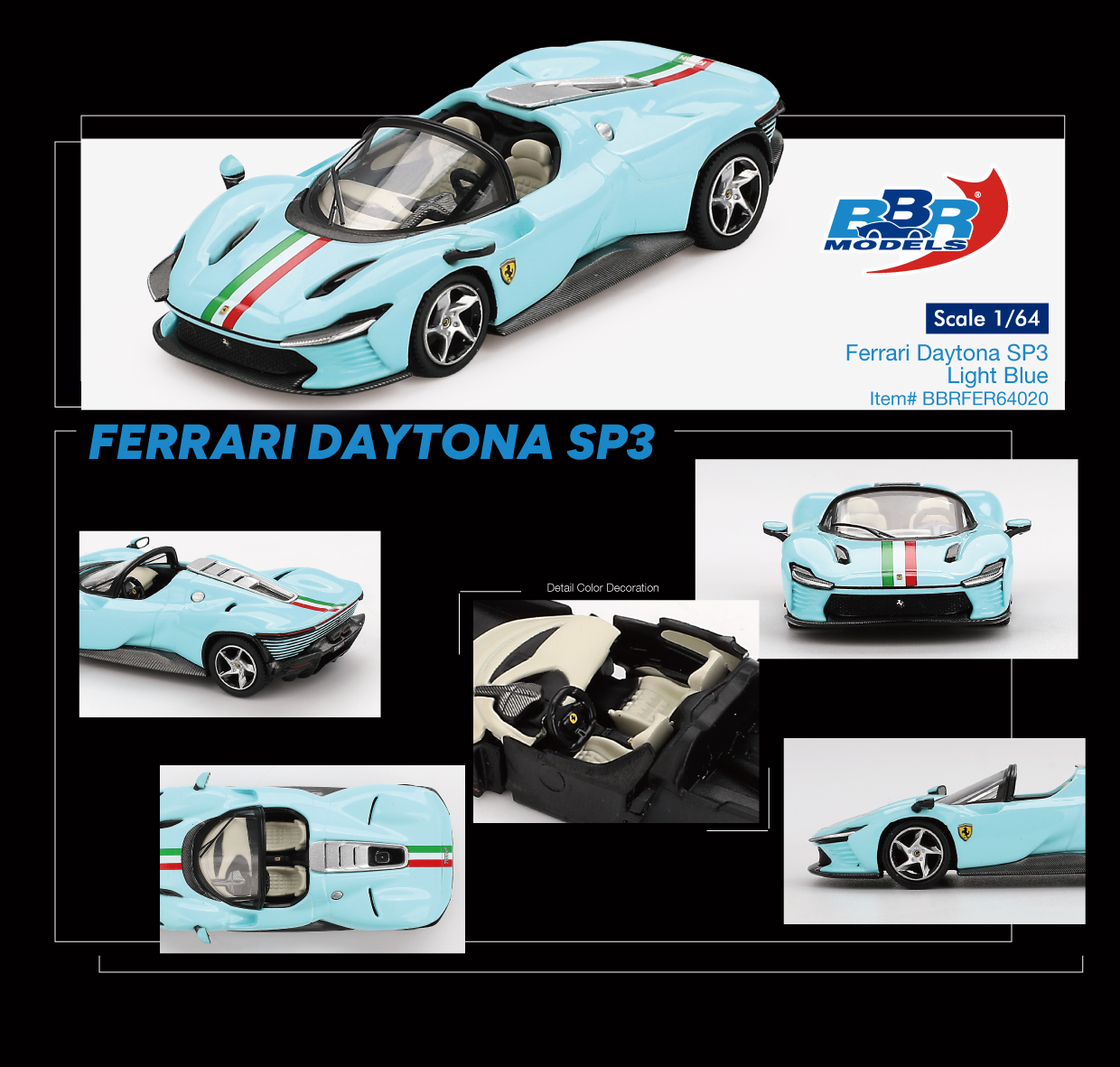 【預訂】BBR Models Ferrari Daytona SP3 Light Blue