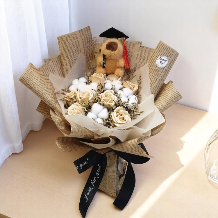 畢業卡比巴拉香皂棉花花束