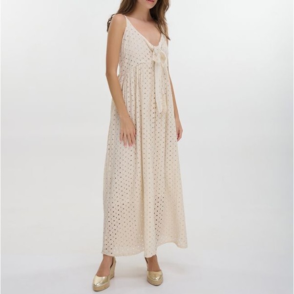 1BE0527-096 (Defect) 希臘度假風衫 Long Sleeveless Dress In Ecru #5-41-089-0163 (C-EU-E)