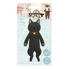 STICKY HOOK FRIENDS!  動物造型可彎曲多功能掛鉤貼 - 黑貓