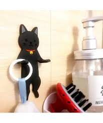 STICKY HOOK FRIENDS!  動物造型可彎曲多功能掛鉤貼 - 黑貓