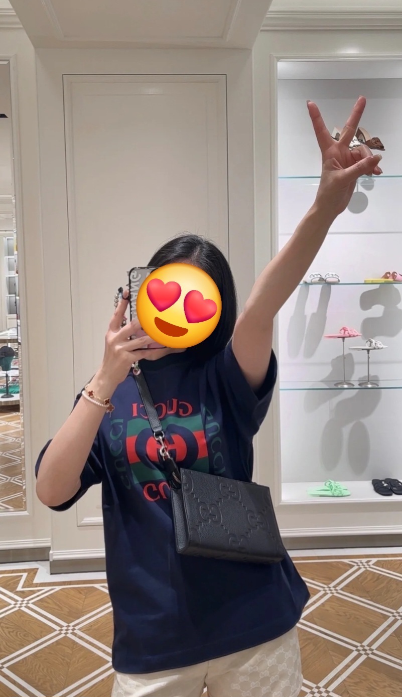 GG深藍色 綠紅方形Logo Tee