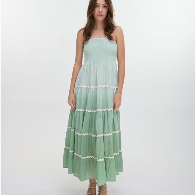 1BE0527-088 (Defect) 希臘度假風衫 Long Sleeveless Dress in Mint/Green Color One Size #5-41-089-0186 (C-EU-E)